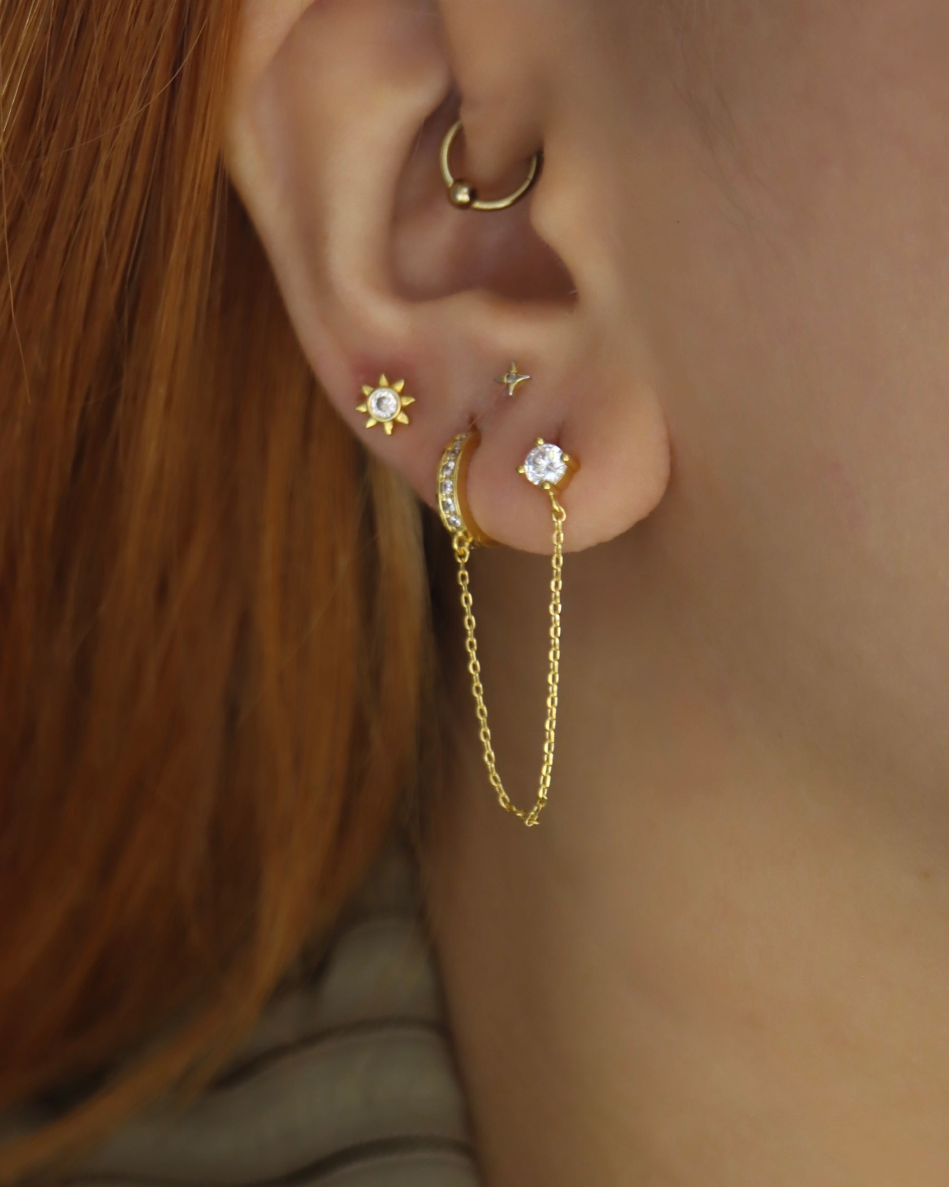 Chain link hoop and stud earrings