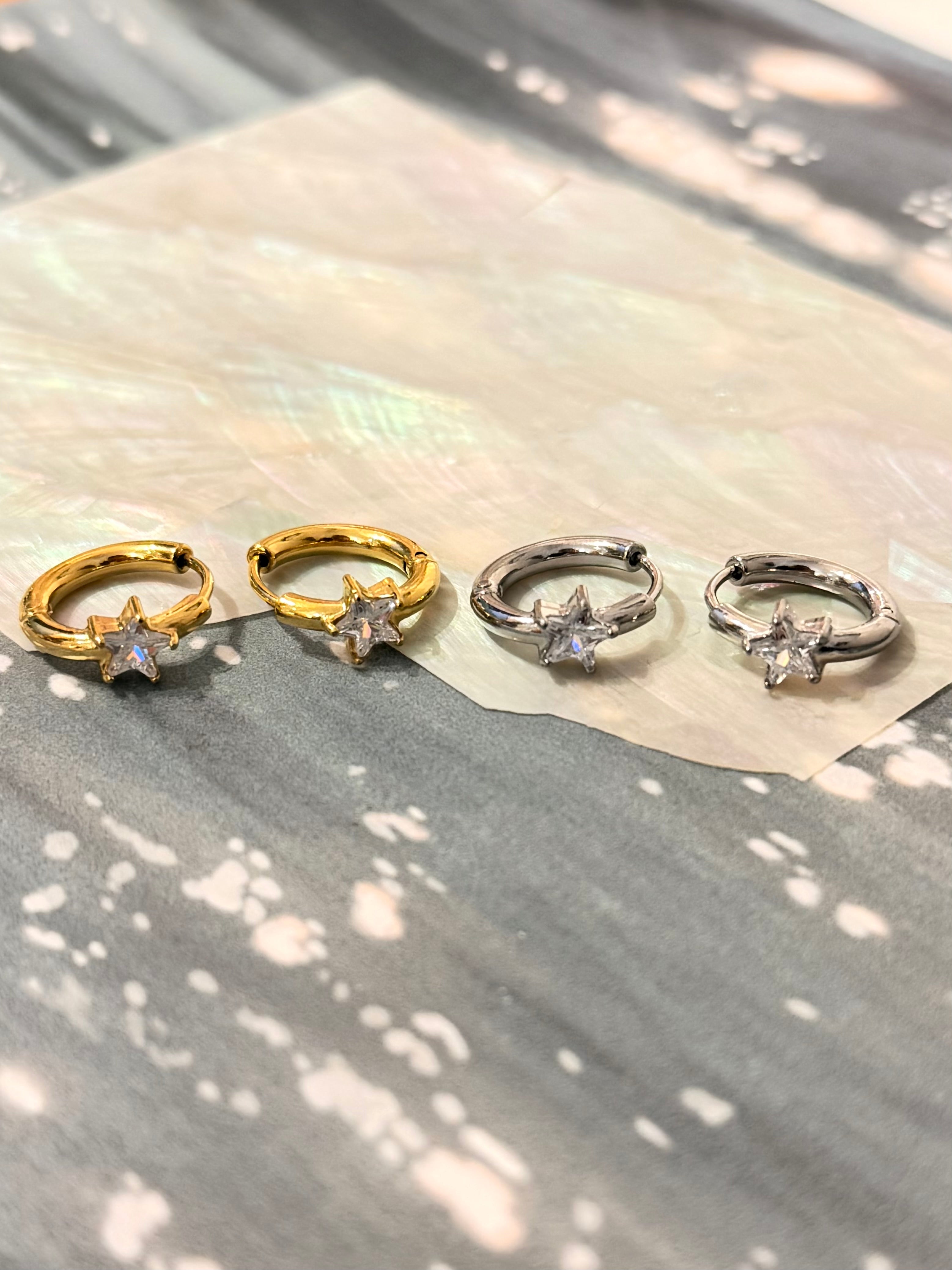 Star hoop stainless steel earrings