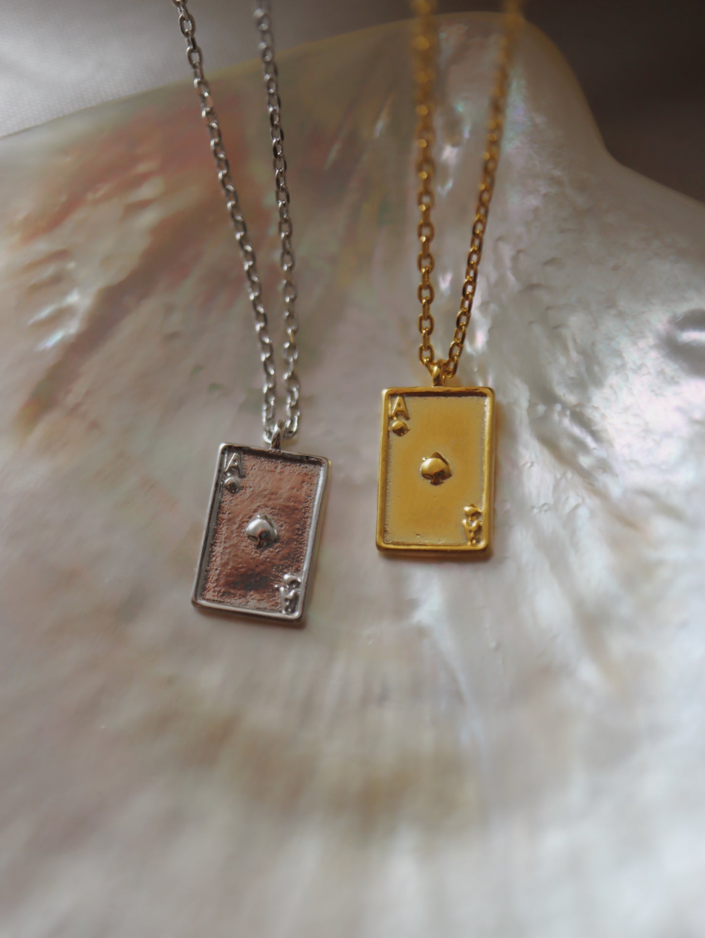 Poker ace brass necklace