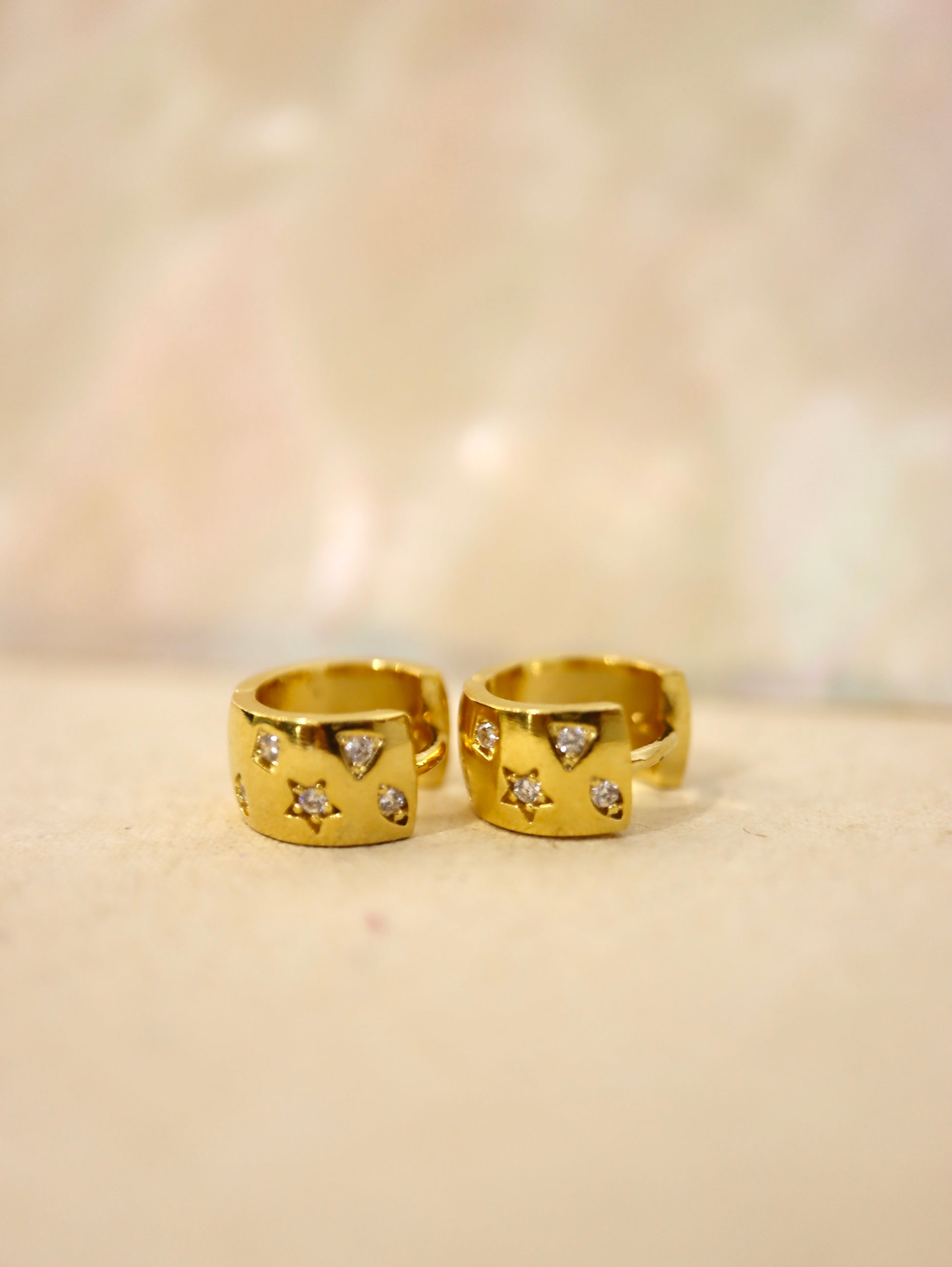 Star cz huggie hoop earrings