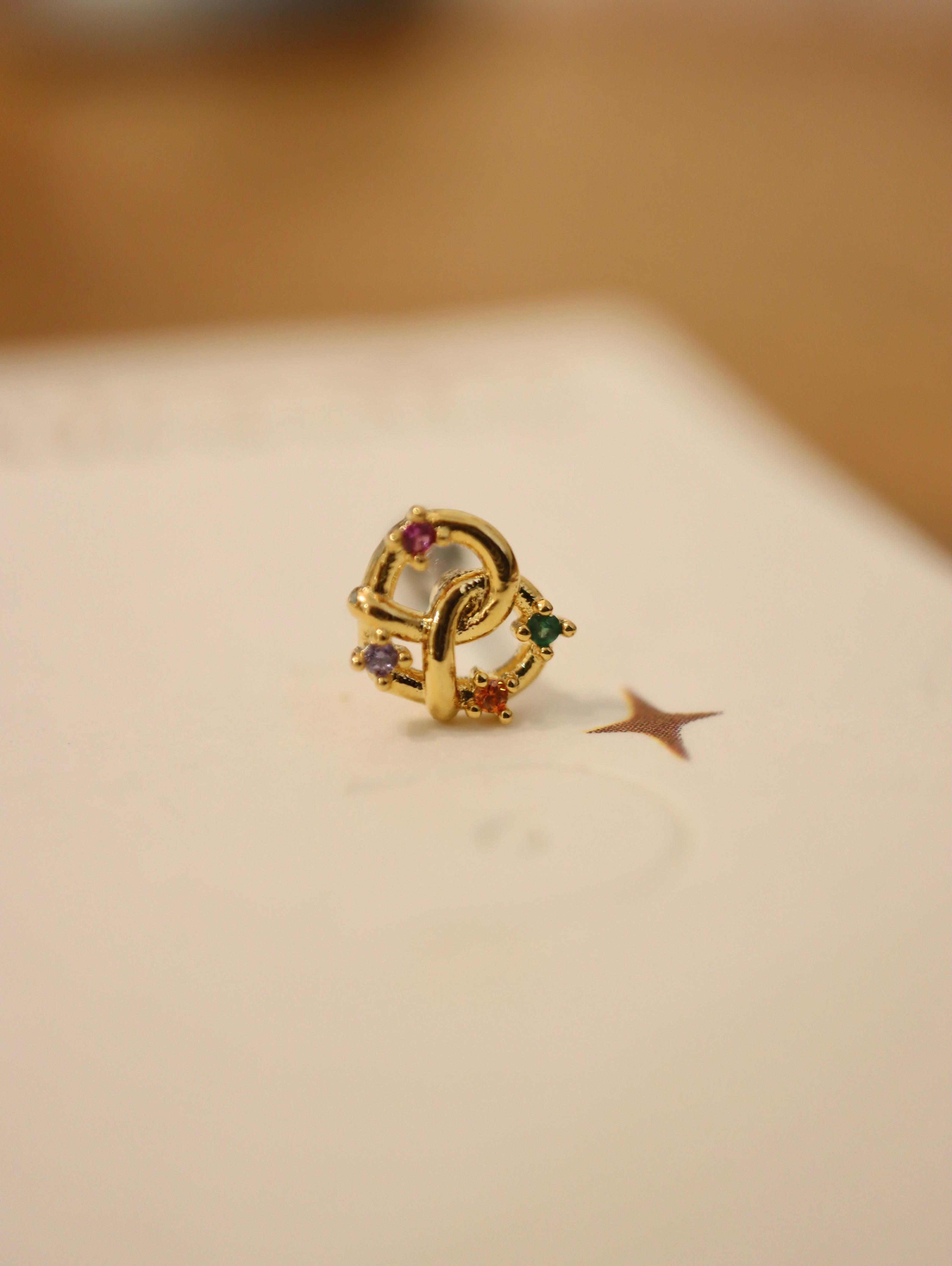 Pretzel Rainbow Stud Surgical Steel piercing earring