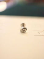 Flat stud flat back 925 silver earring (1pc)