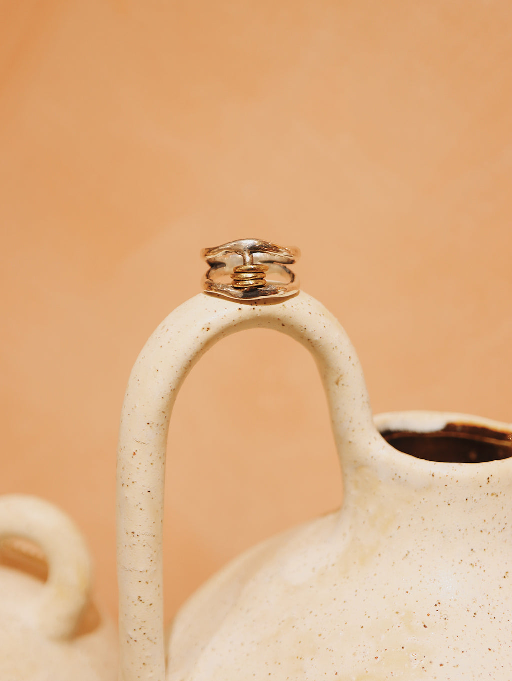 Mix tone handcrafted 925 silver ring