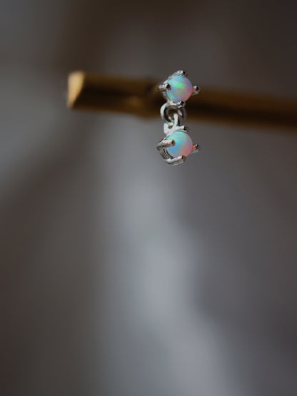 Double opal silver925 flat back piercing