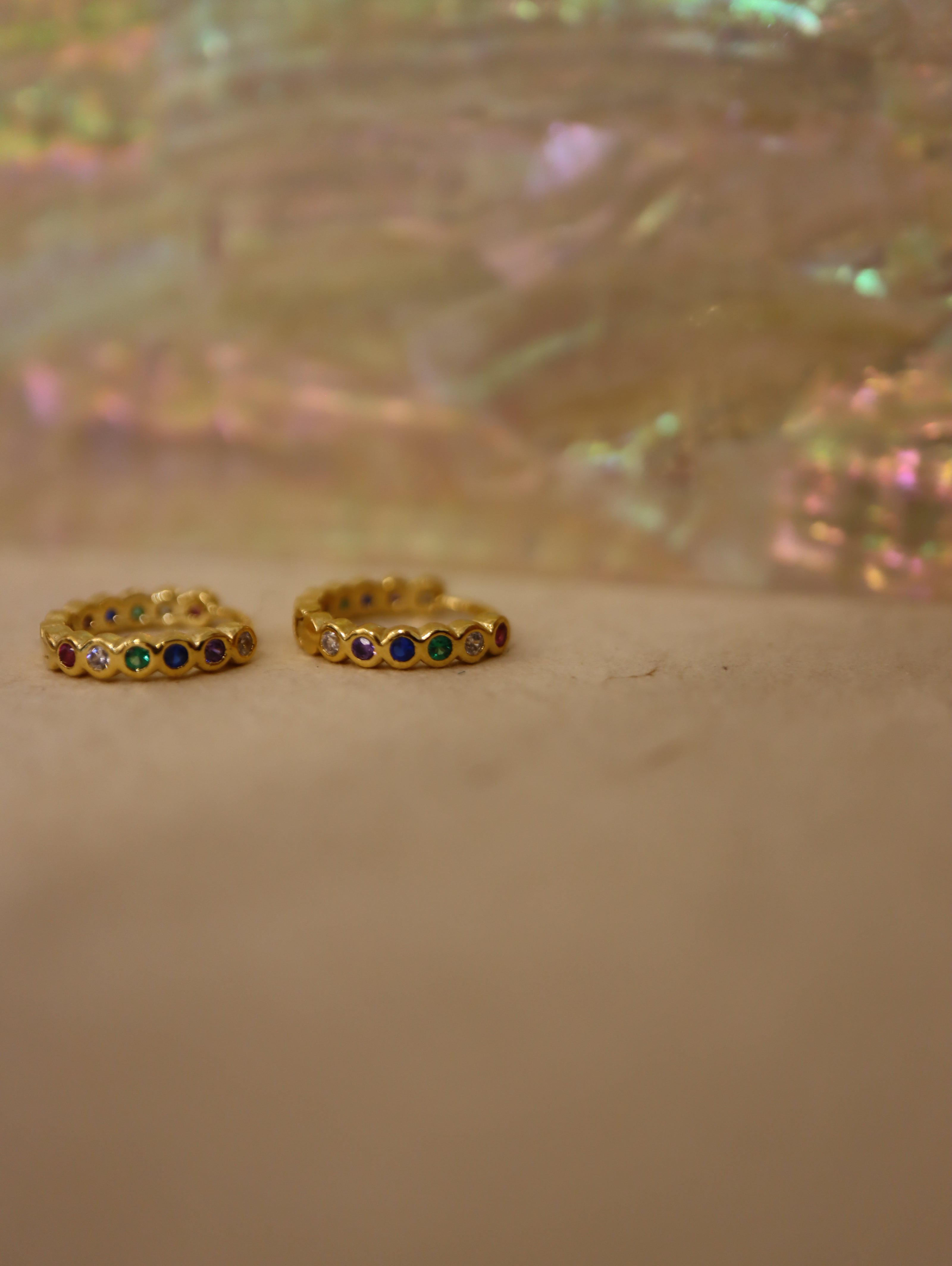 Rainbow cz hinged hoop earrings