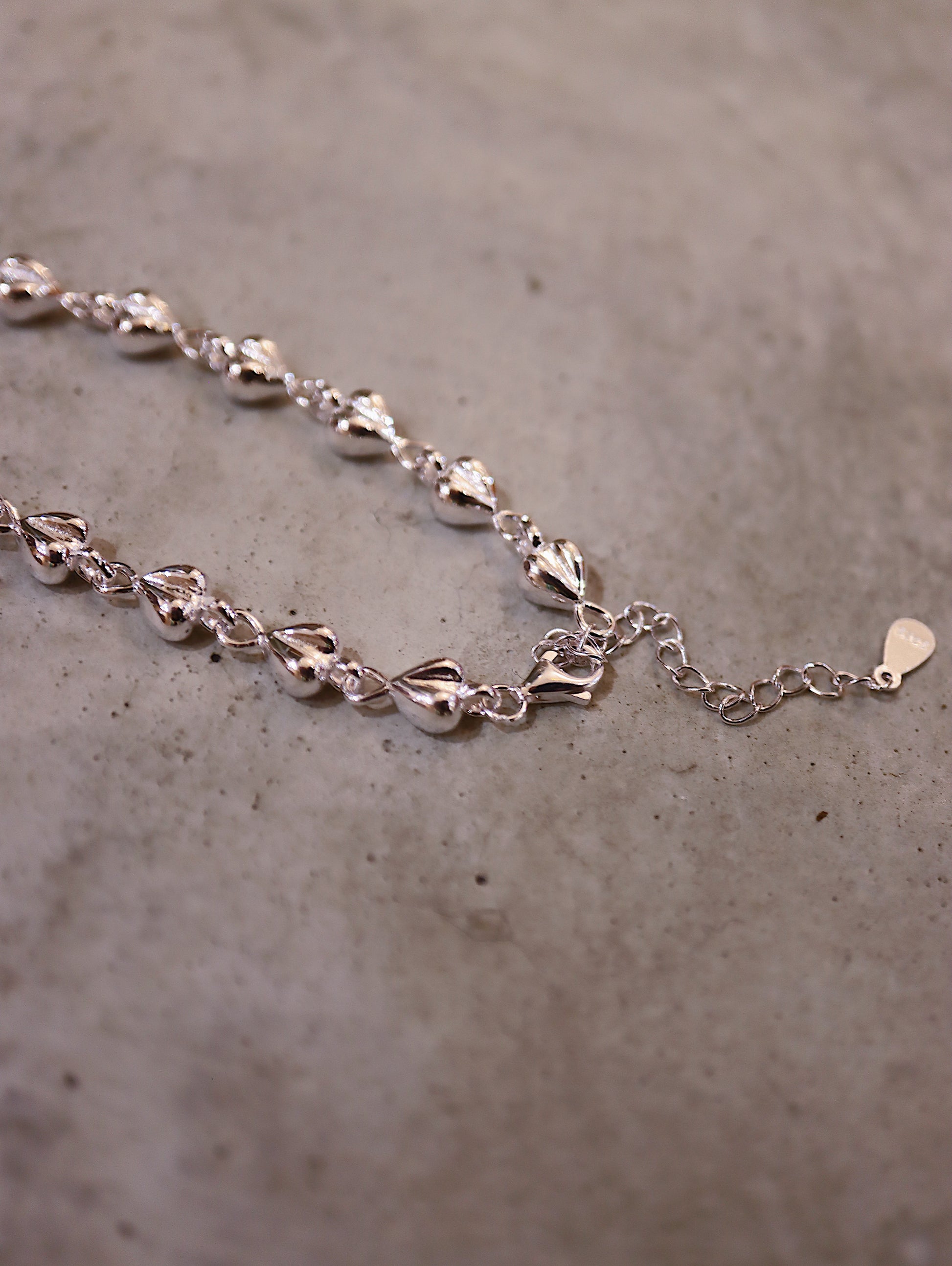 925 Sterling Silver Puffed Heart Chain Bracelet