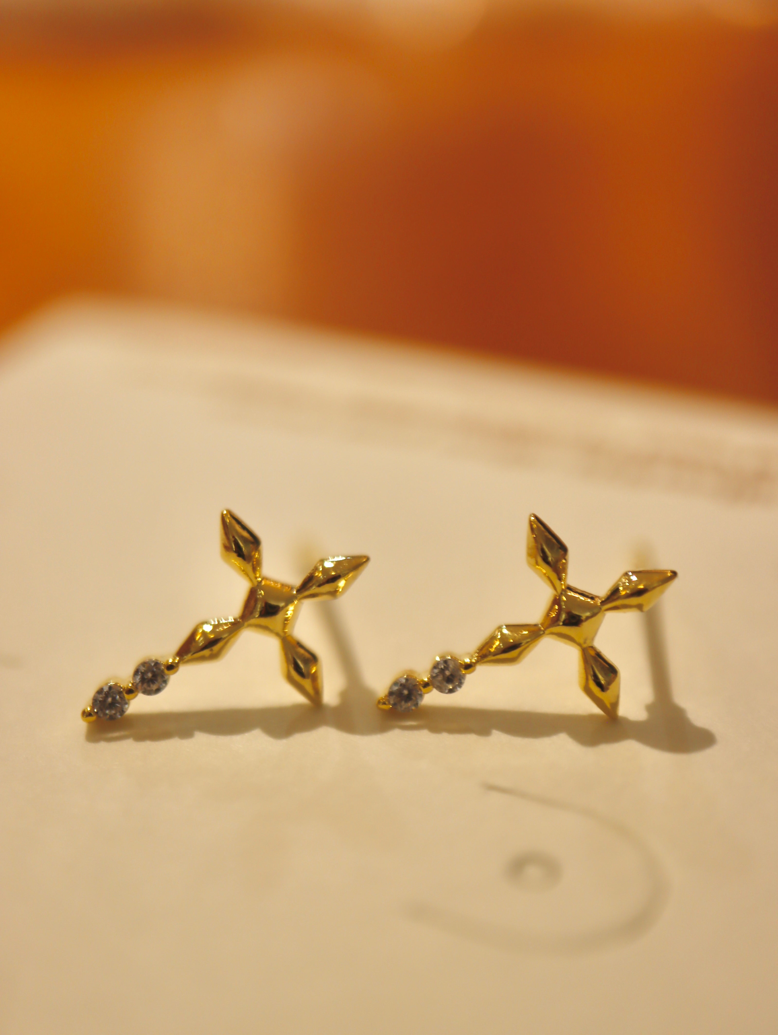 Aether Cross Brass Earrings
