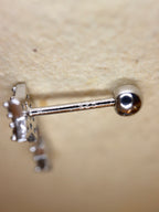 Double star cz 925 silver stud piercing (1pc)