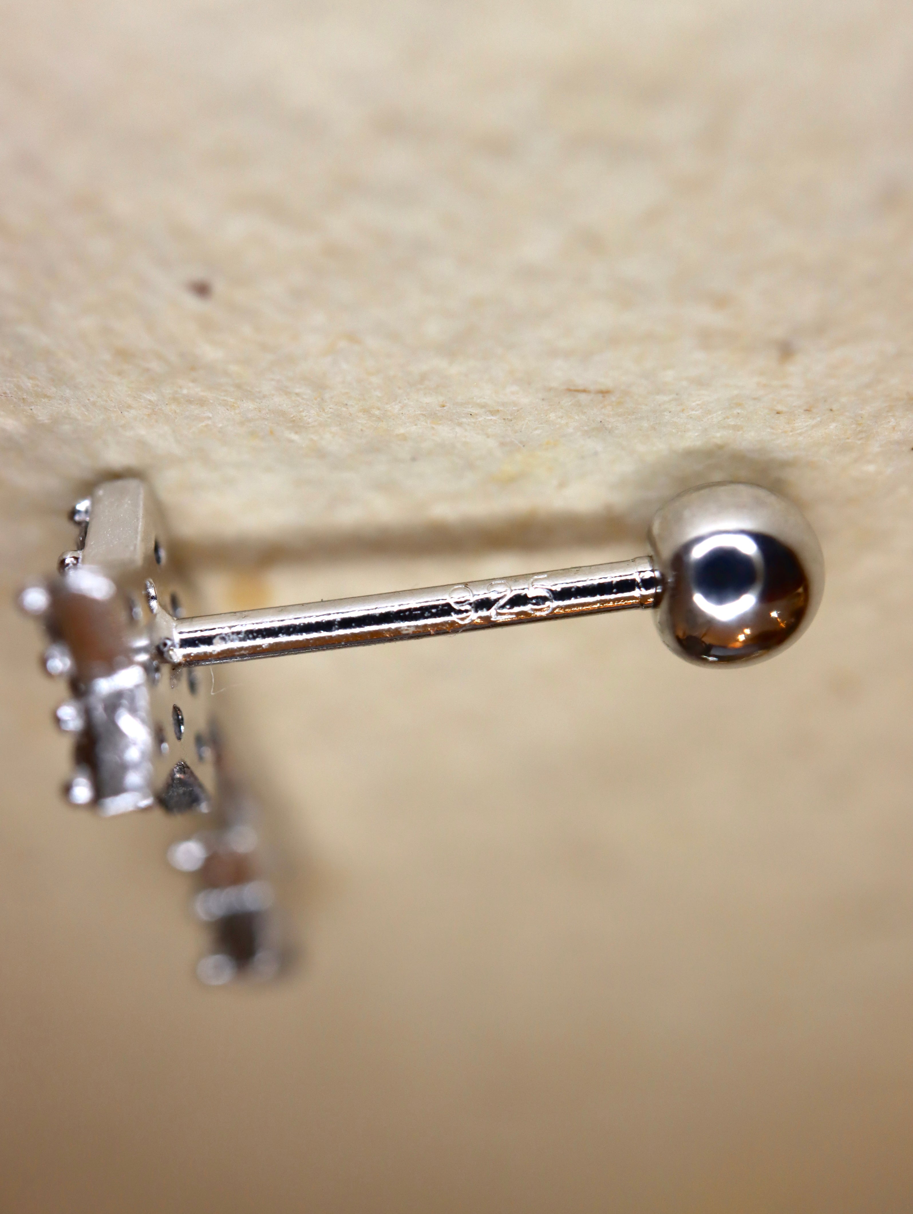 Double star cz 925 silver stud piercing (1pc)
