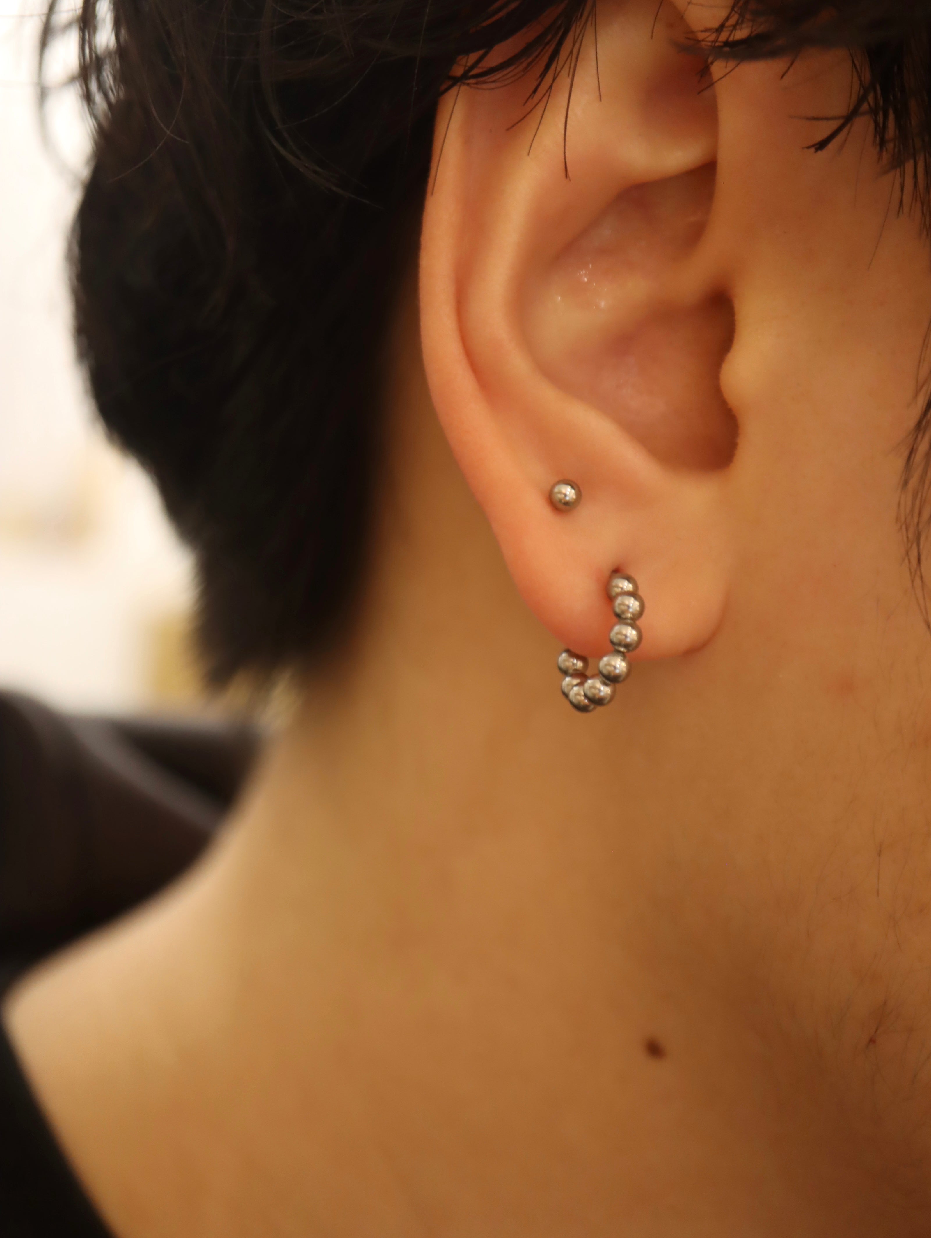 Bead hoop surgical steel flat back piercing (1pc)