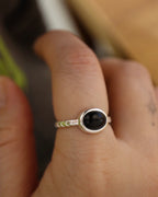 Oval shape onyx open size 925 silver ring