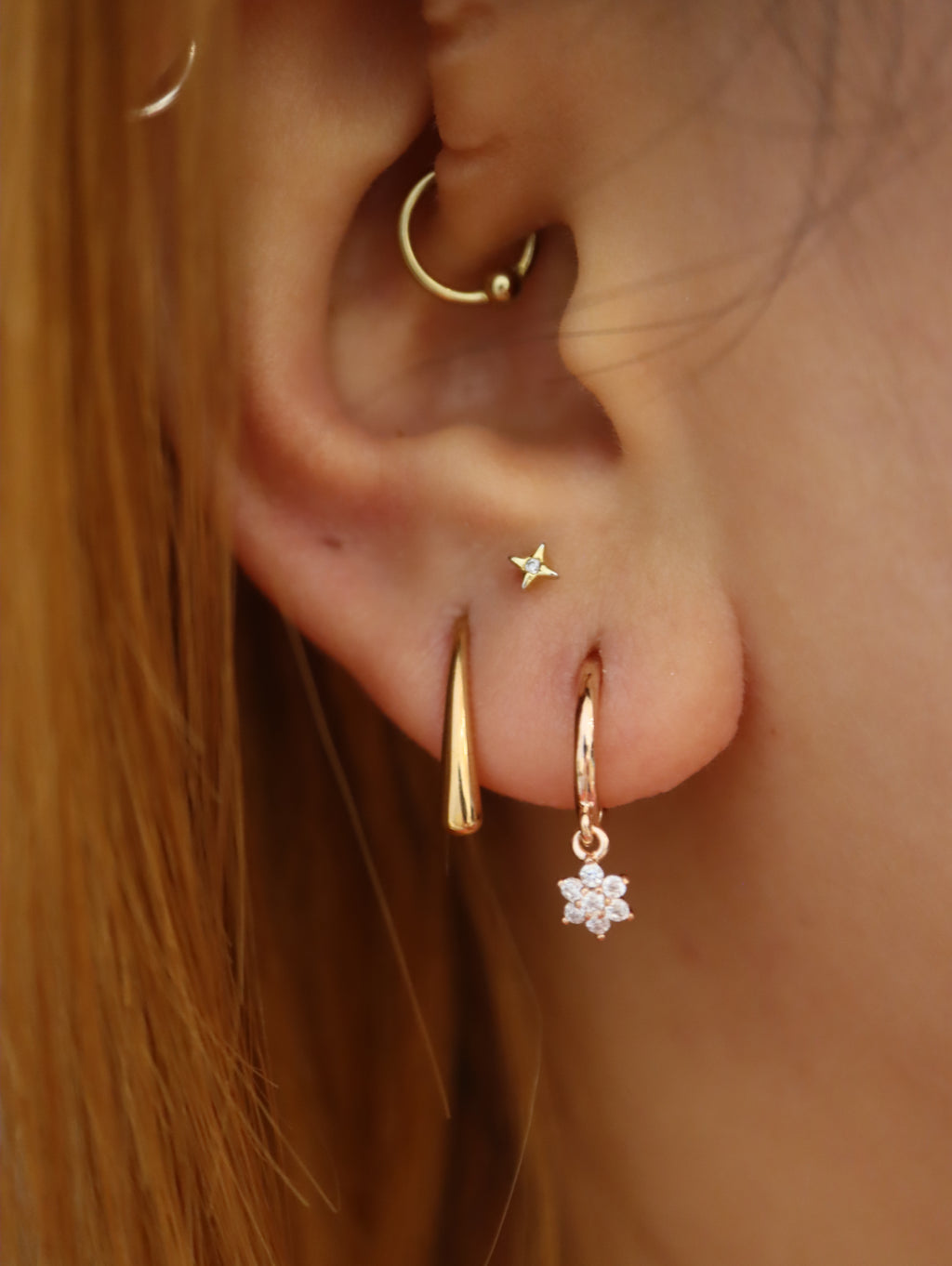 Wire hook stainless steel rosegold earrings