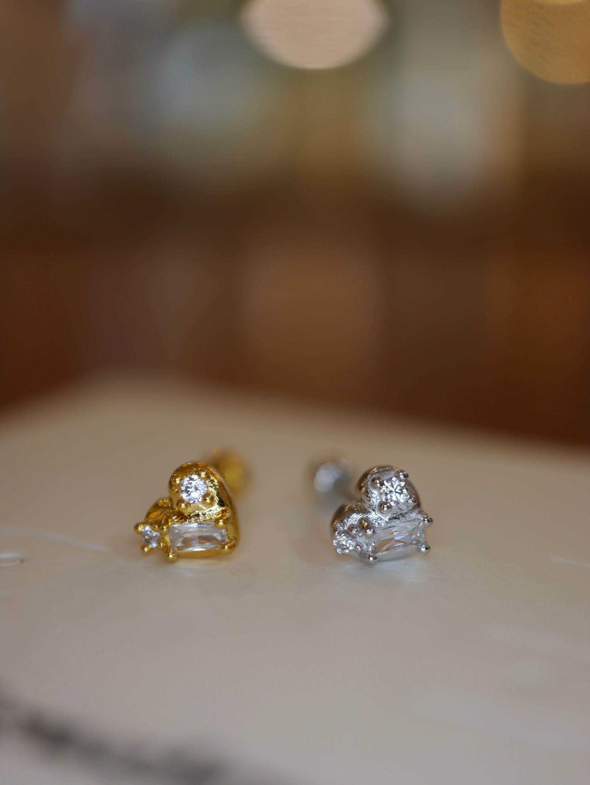 Heart cz stud 925 silver piercing