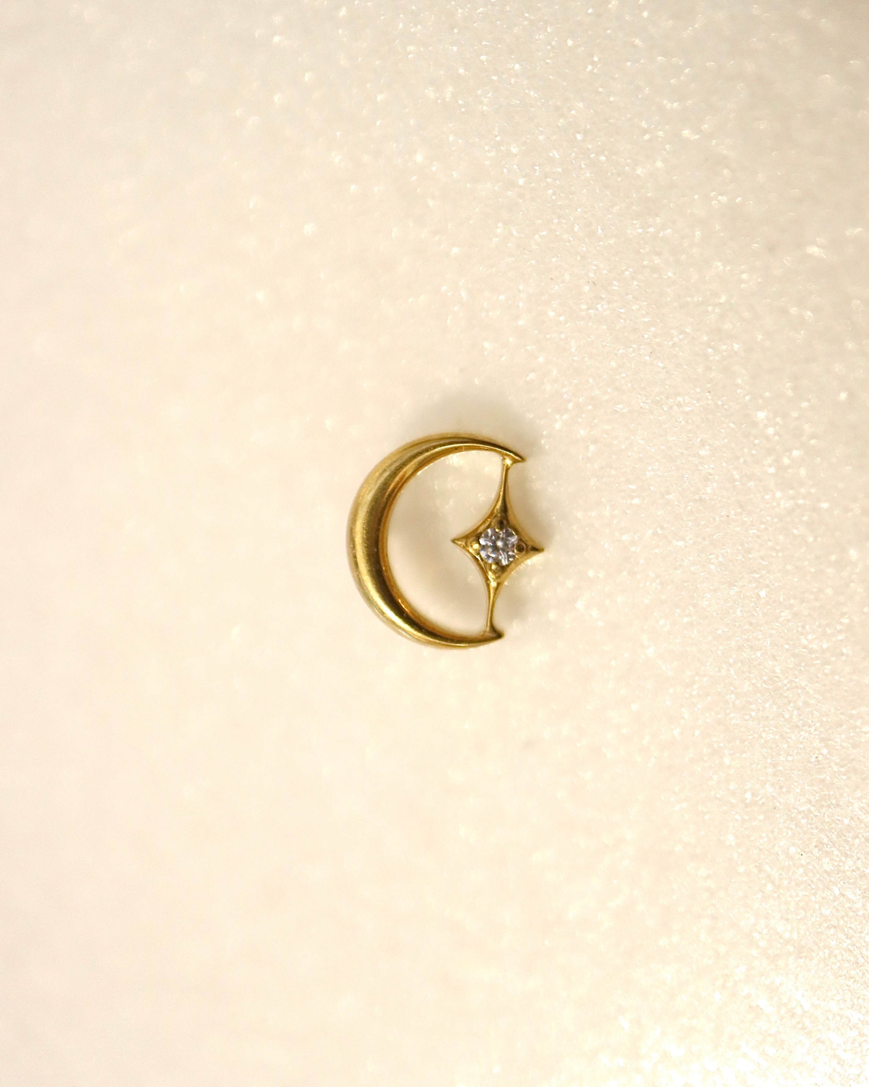 Titanium G23 crescent sparkle flat back earring (1pc)
