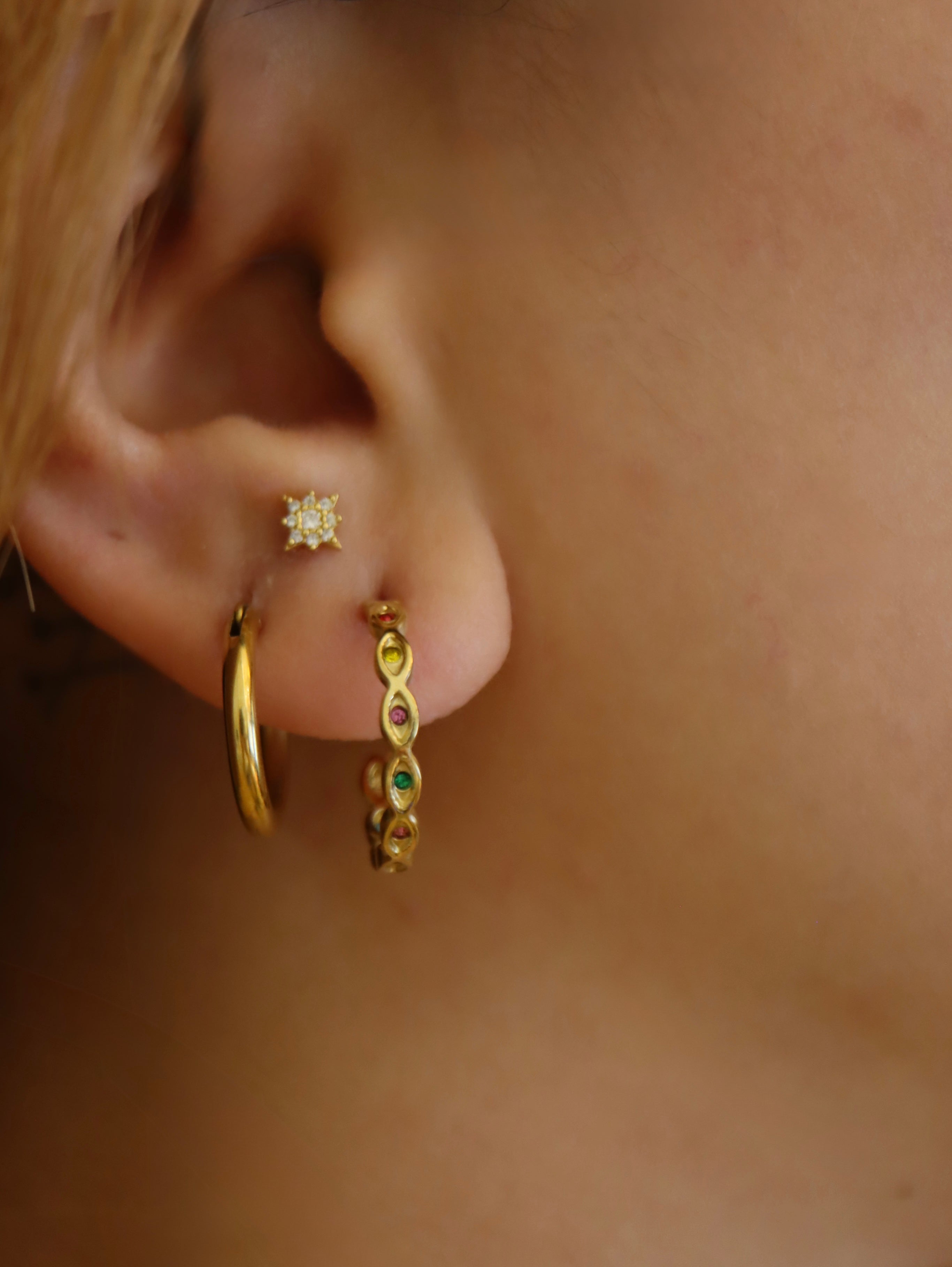 Marquise Mosaic Hoop Stainless Steel Earrings
