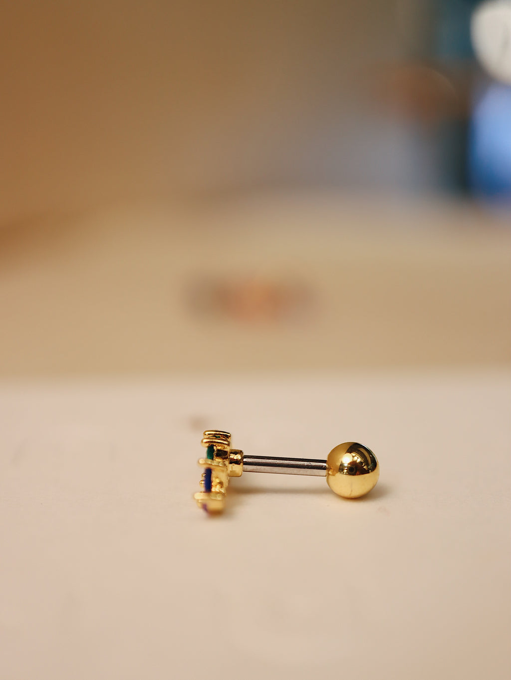 Rainbow cz marquise piercing surgical steel