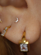 Mini crescent cz earring 925 silver stud piercing