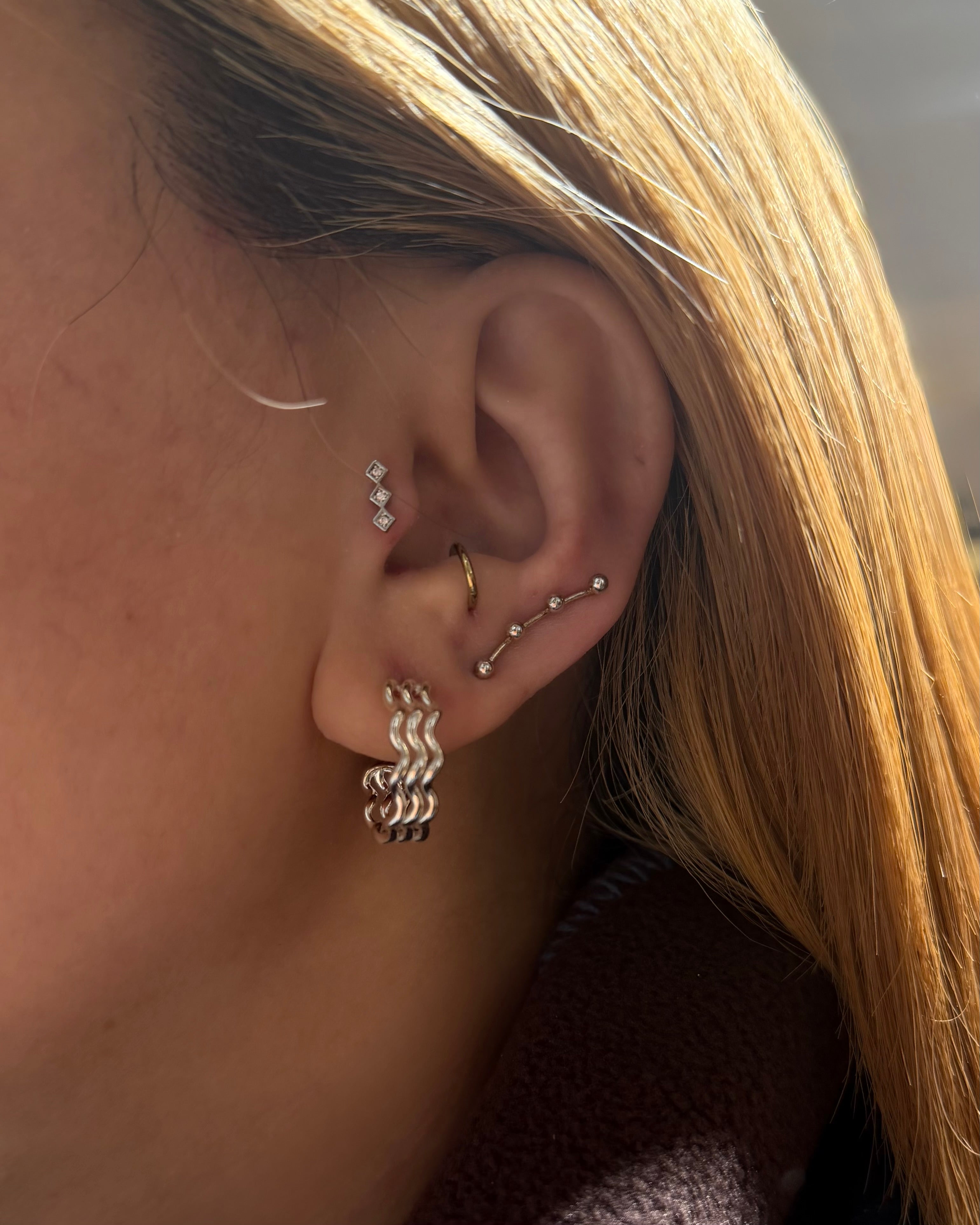 Wavy striped silver925 earrings