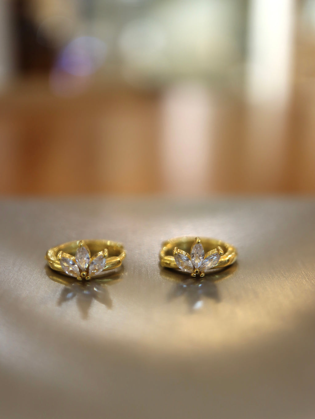 Triple marquise cz hinged hoop earrings