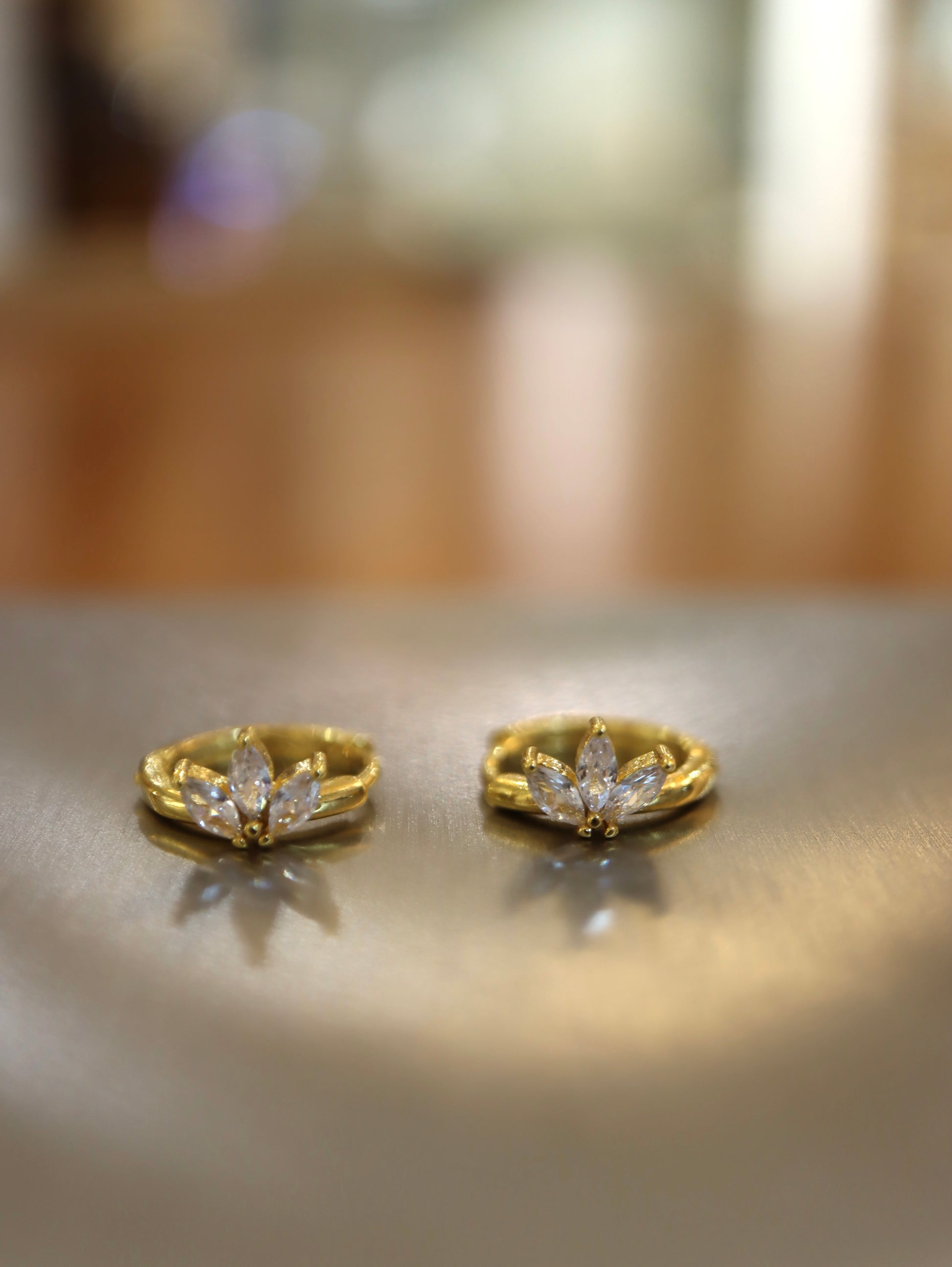 Triple marquise cz hinged hoop earrings