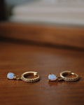 Opal cz S925 hinged hoop earrings