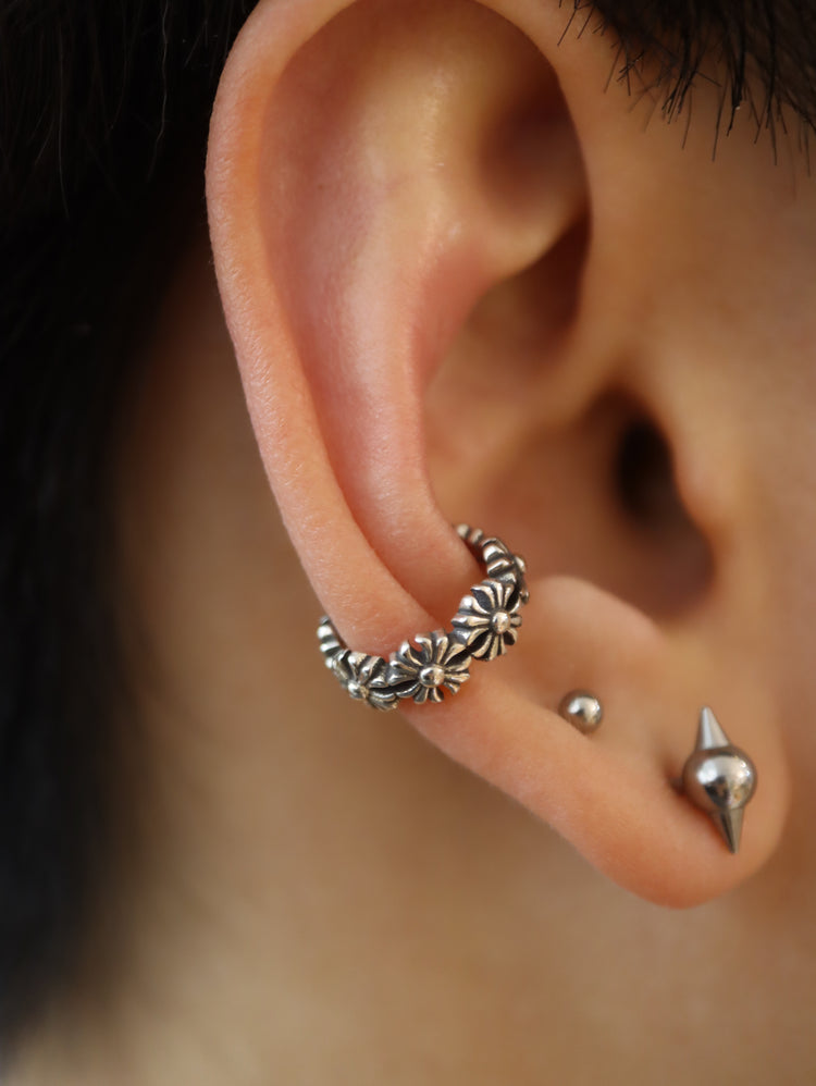 Antique flower 925 silver Earcuff