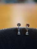 Drop cz 925 silver flat back earrings