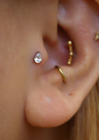 Titanium G23 Pear cut stud flat back piercing earring (1pc)