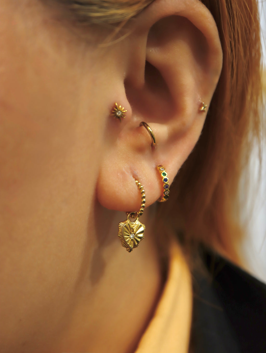 Rainbow cz hinged hoop earrings