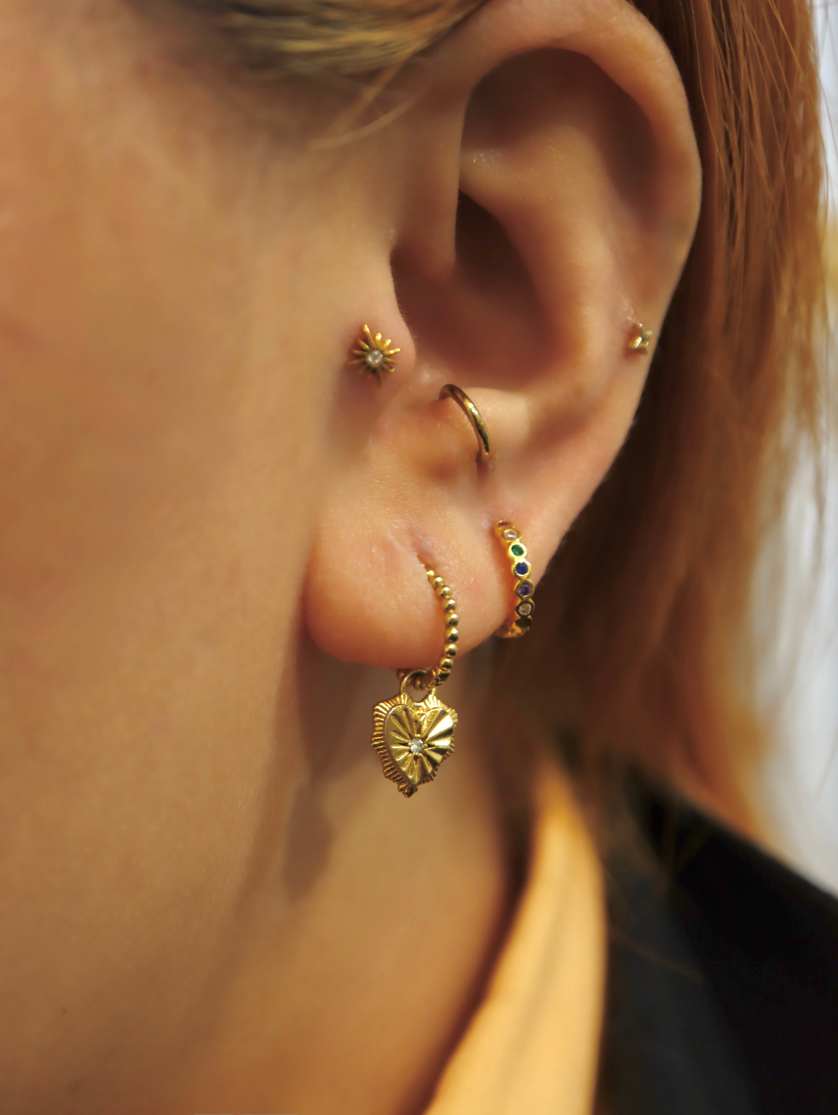 Rainbow cz hinged hoop earrings