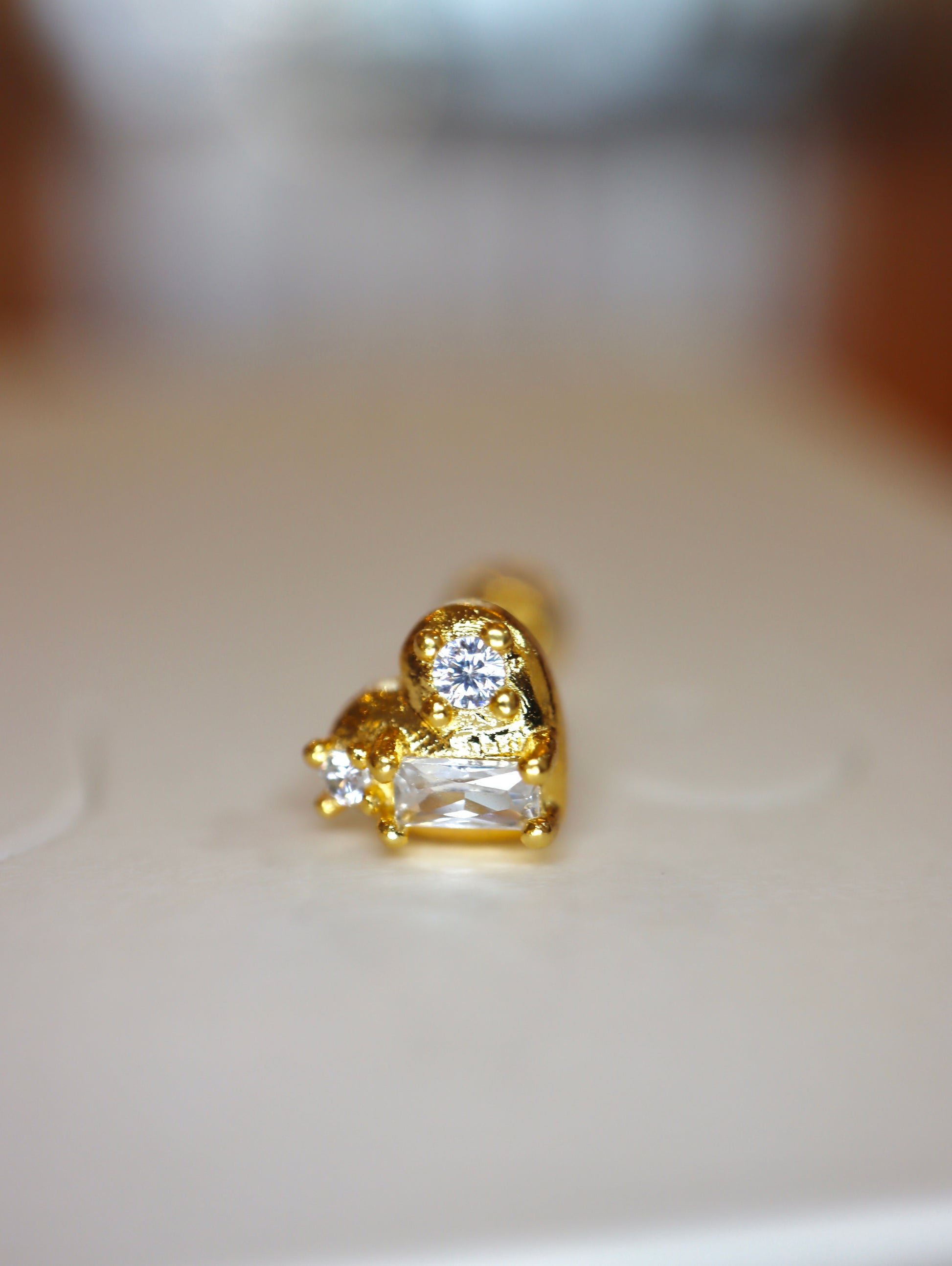 Heart cz stud 925 silver piercing