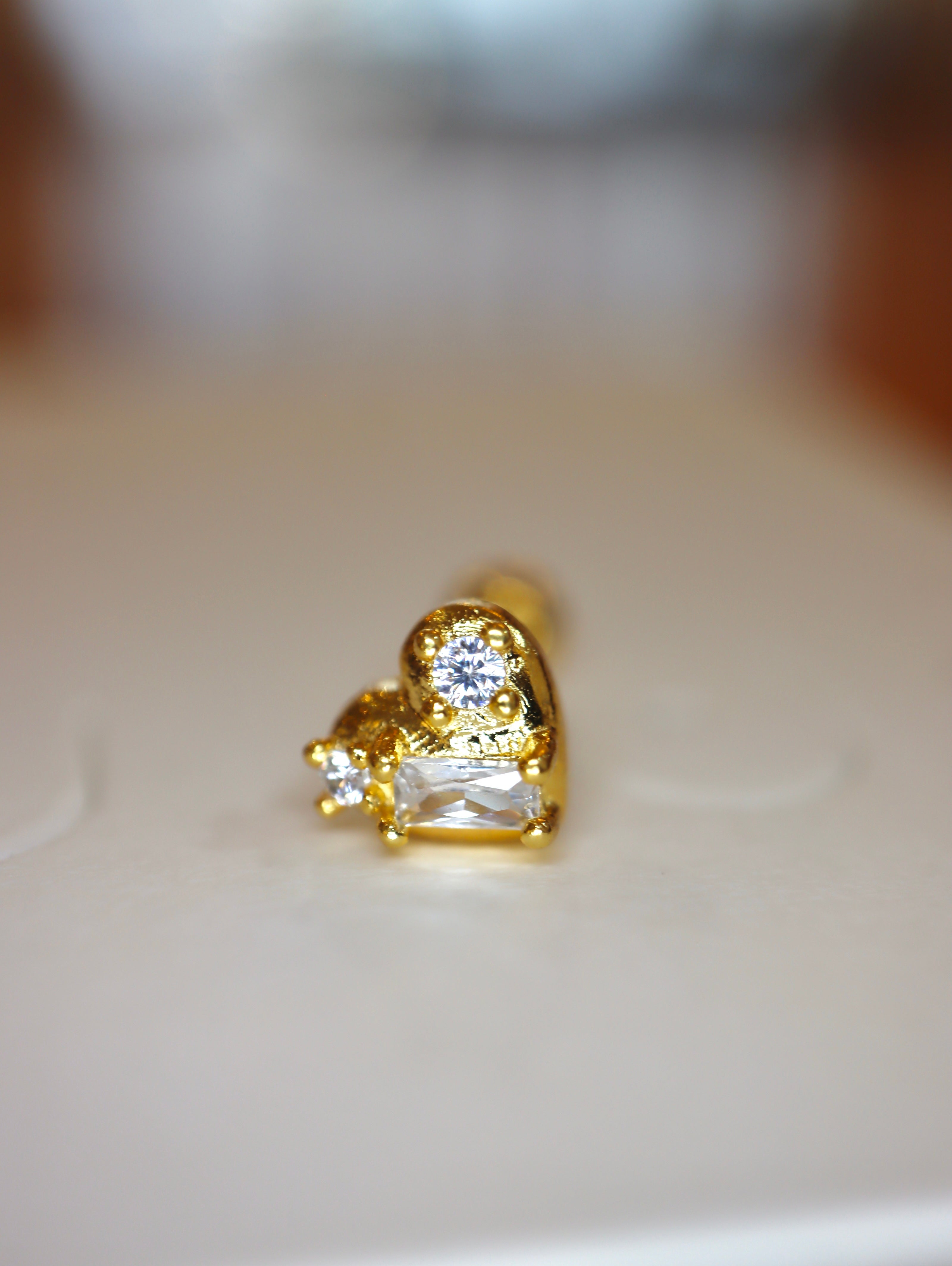 Heart cz stud 925 silver piercing