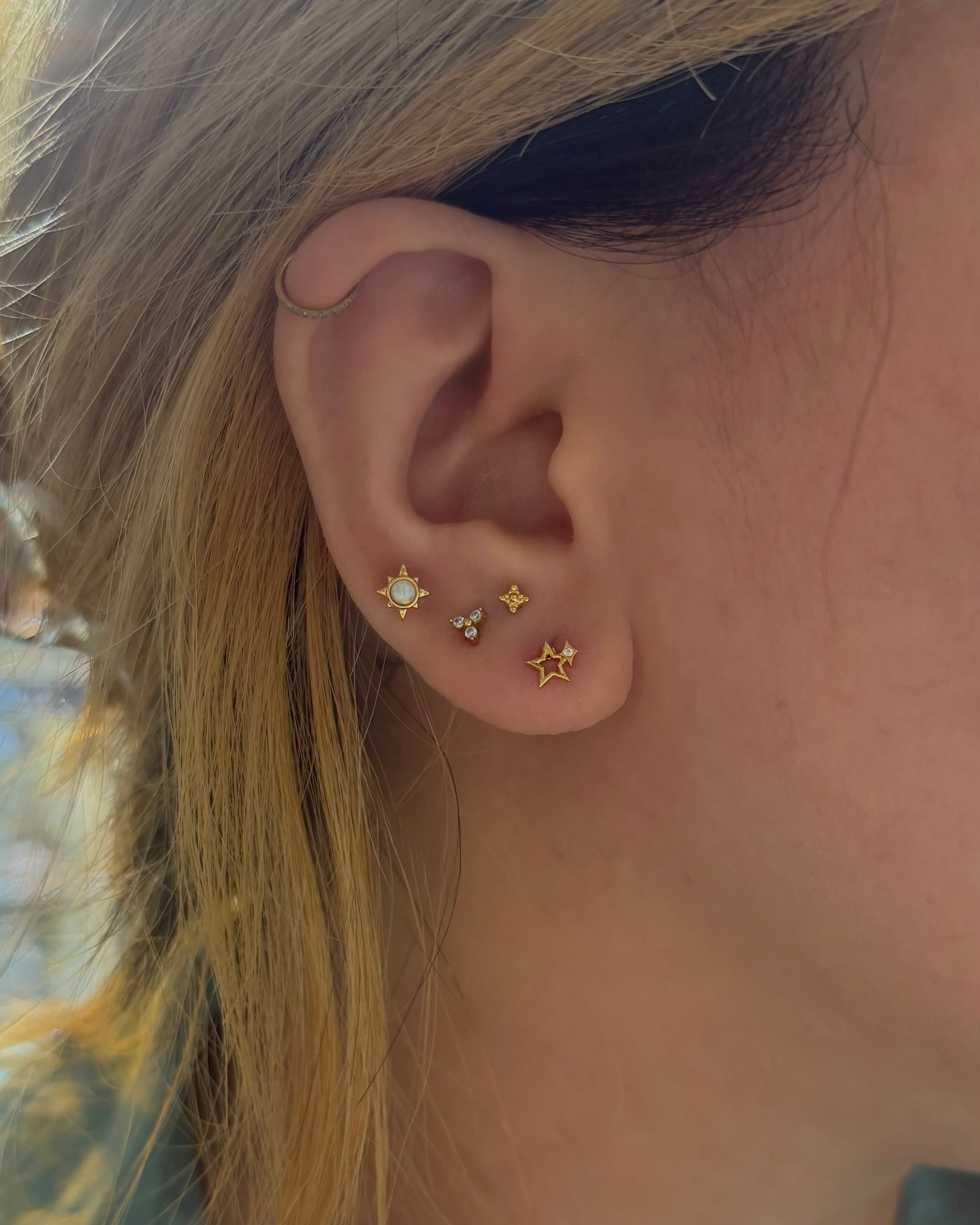 Star sparkle stud surgical steel earring