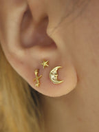 Crescent moon surgical steel stud earring (1pc)