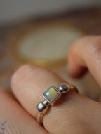 Square Ethiopian Opal Silver 925 ring