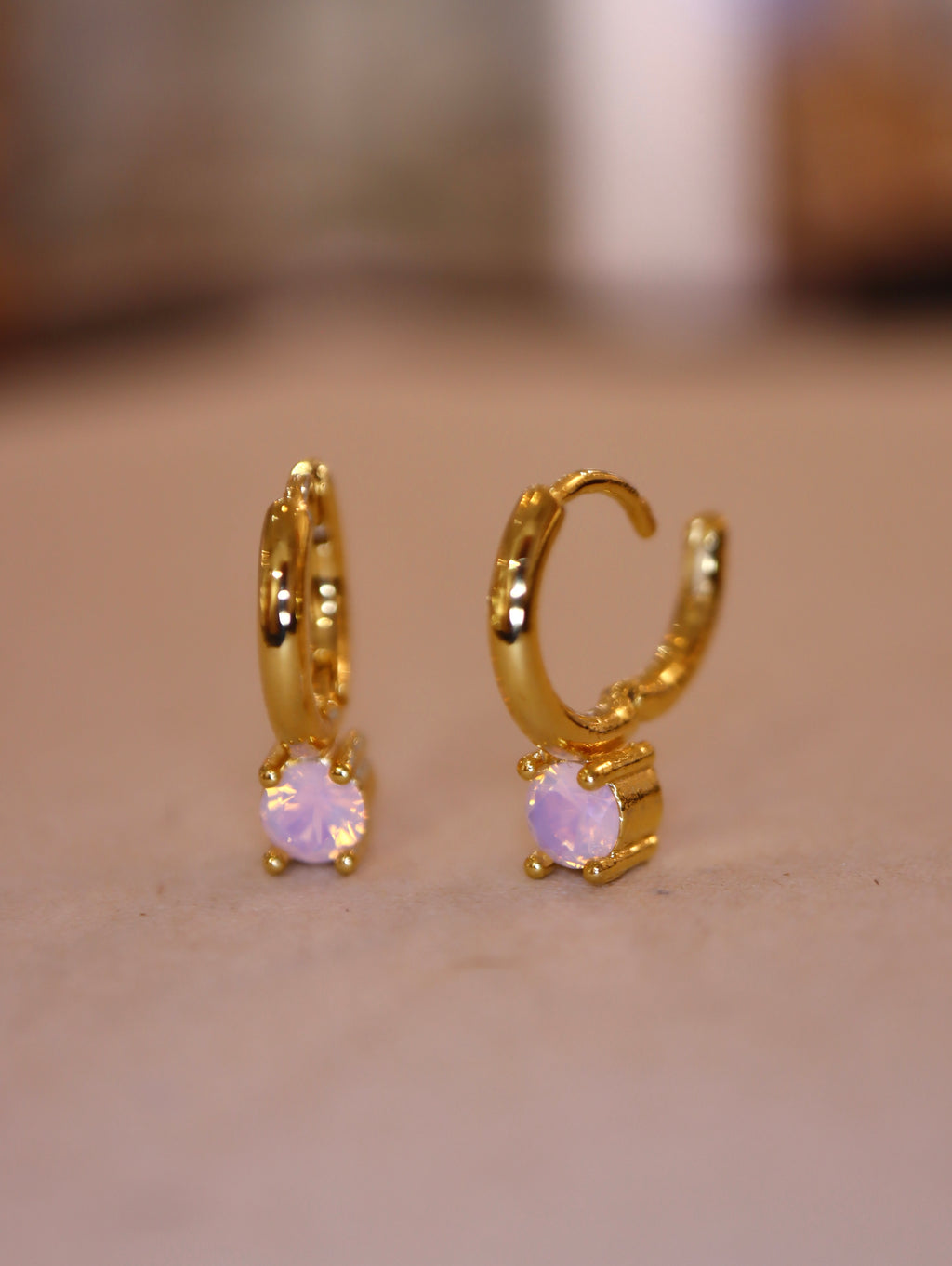 Hinged hoop drop cz earrings