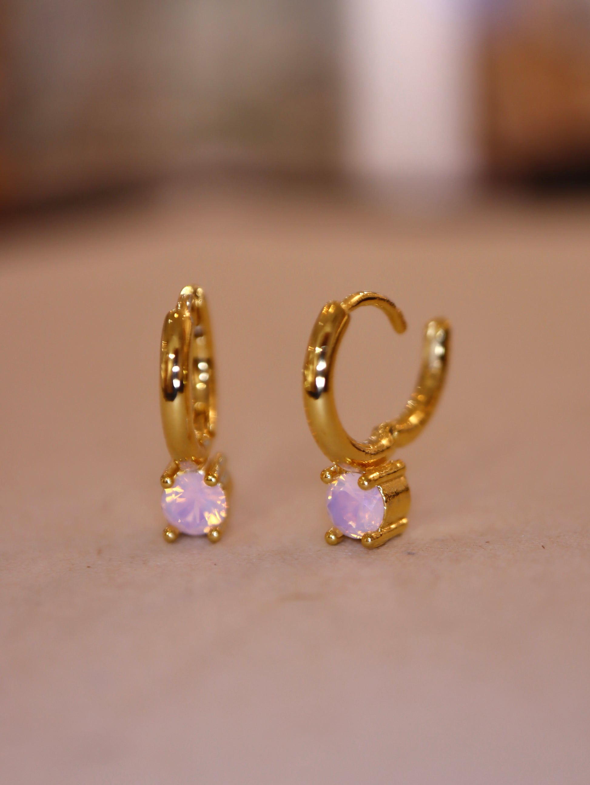 Hinged hoop drop cz earrings