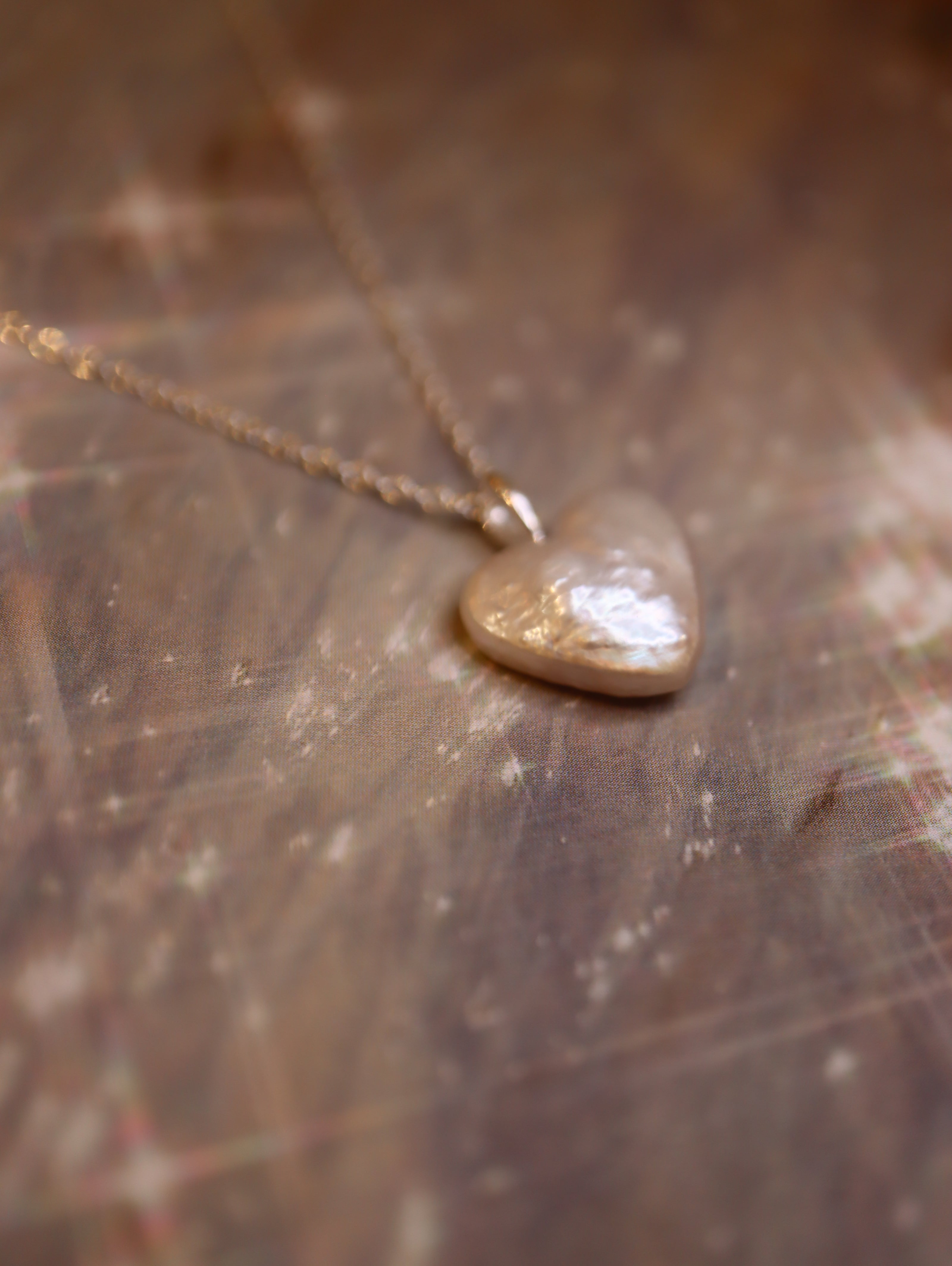 Heart shape raw pearl 925 silver necklace