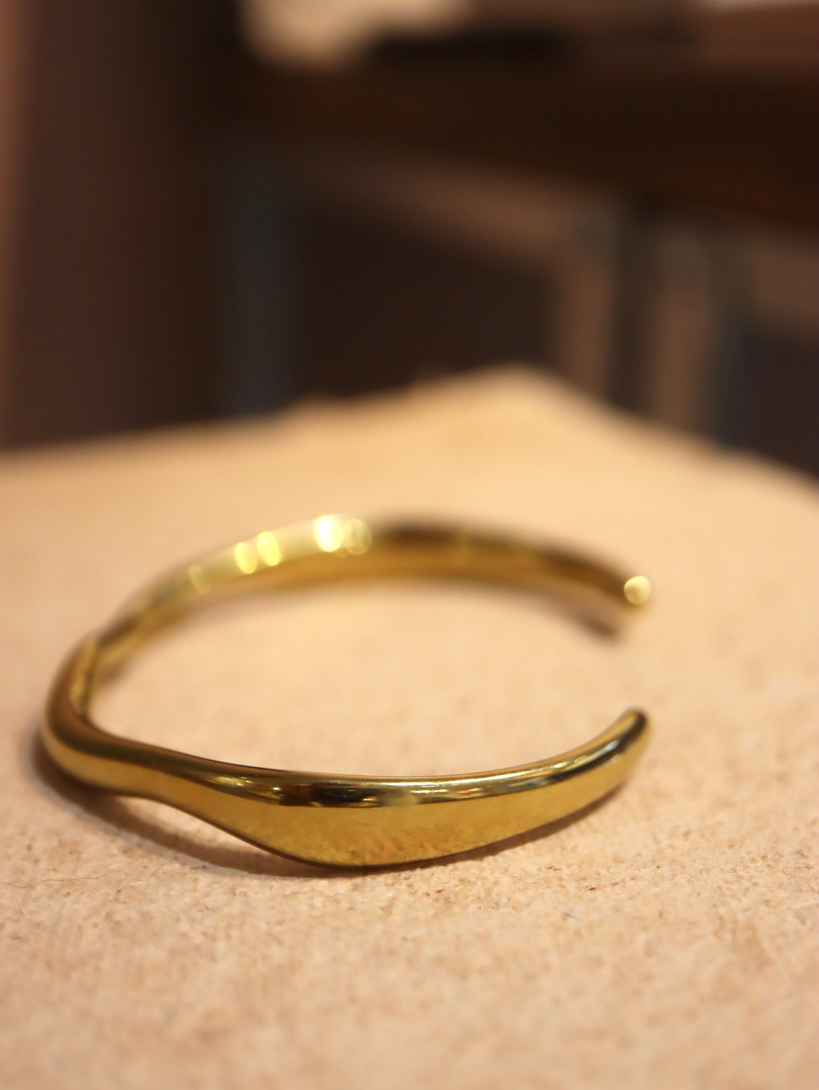 Wave Stainless Steel Open Bangle Cuff