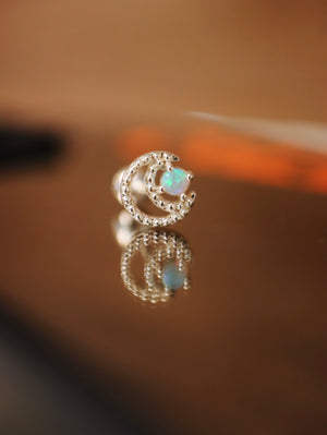 Opal crescent silver925 barbell piercing