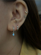 Opal cz S925 hinged hoop earrings