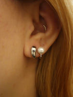 Lobe wrap pearl stainless steel earrings
