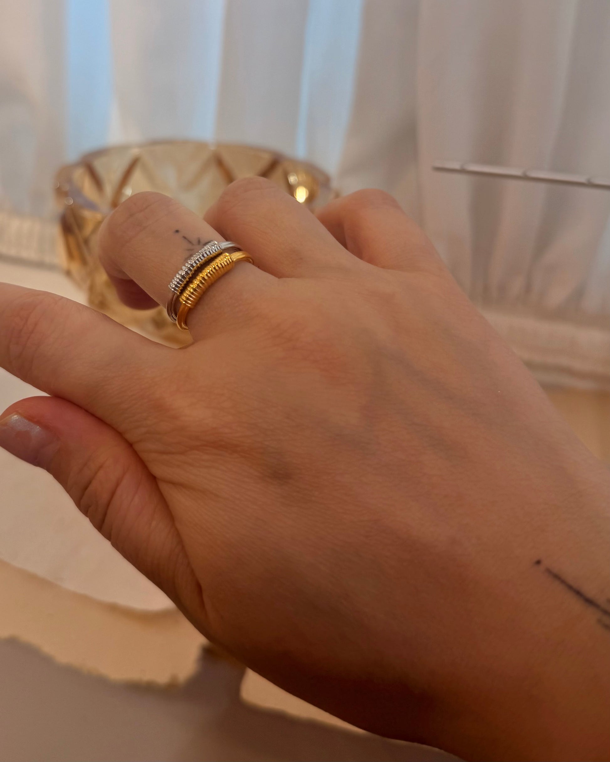 Half braided open size ring