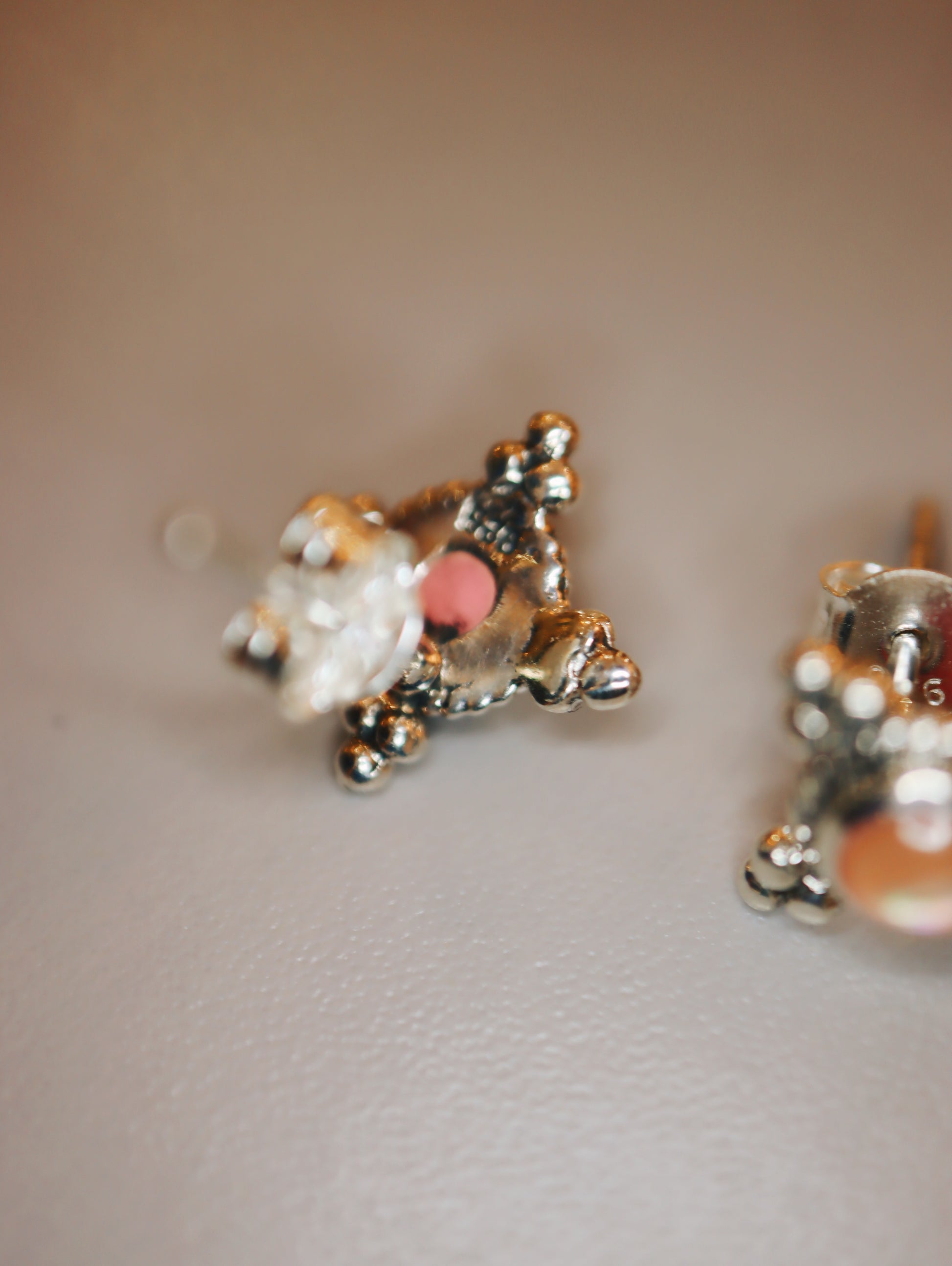 Pink mother pearl 925 silver earrings