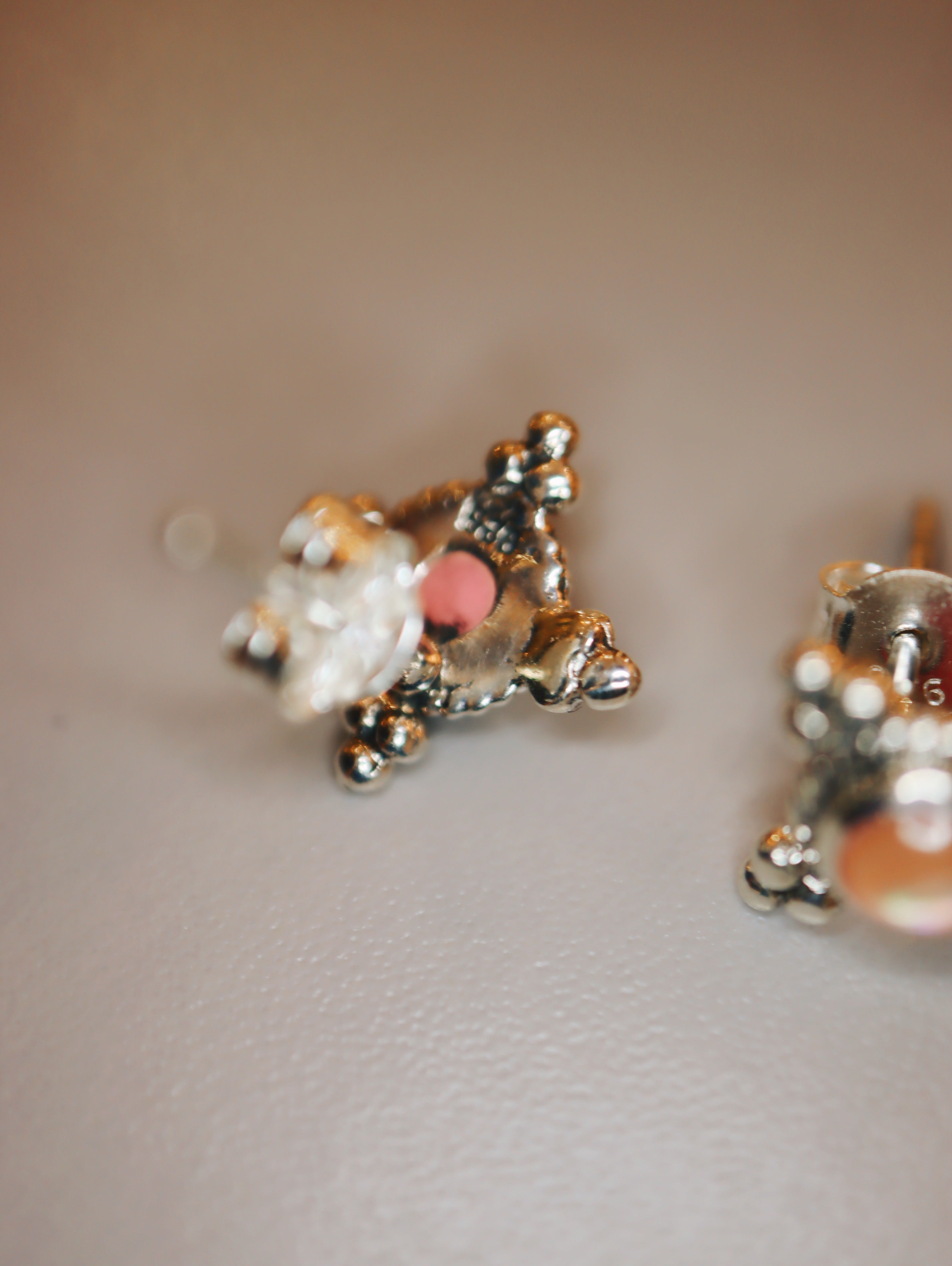 Pink mother pearl 925 silver earrings