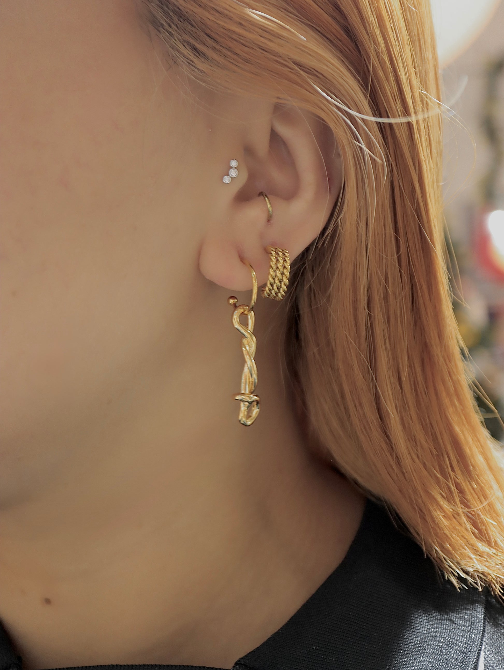 Drop knot twisted earrings