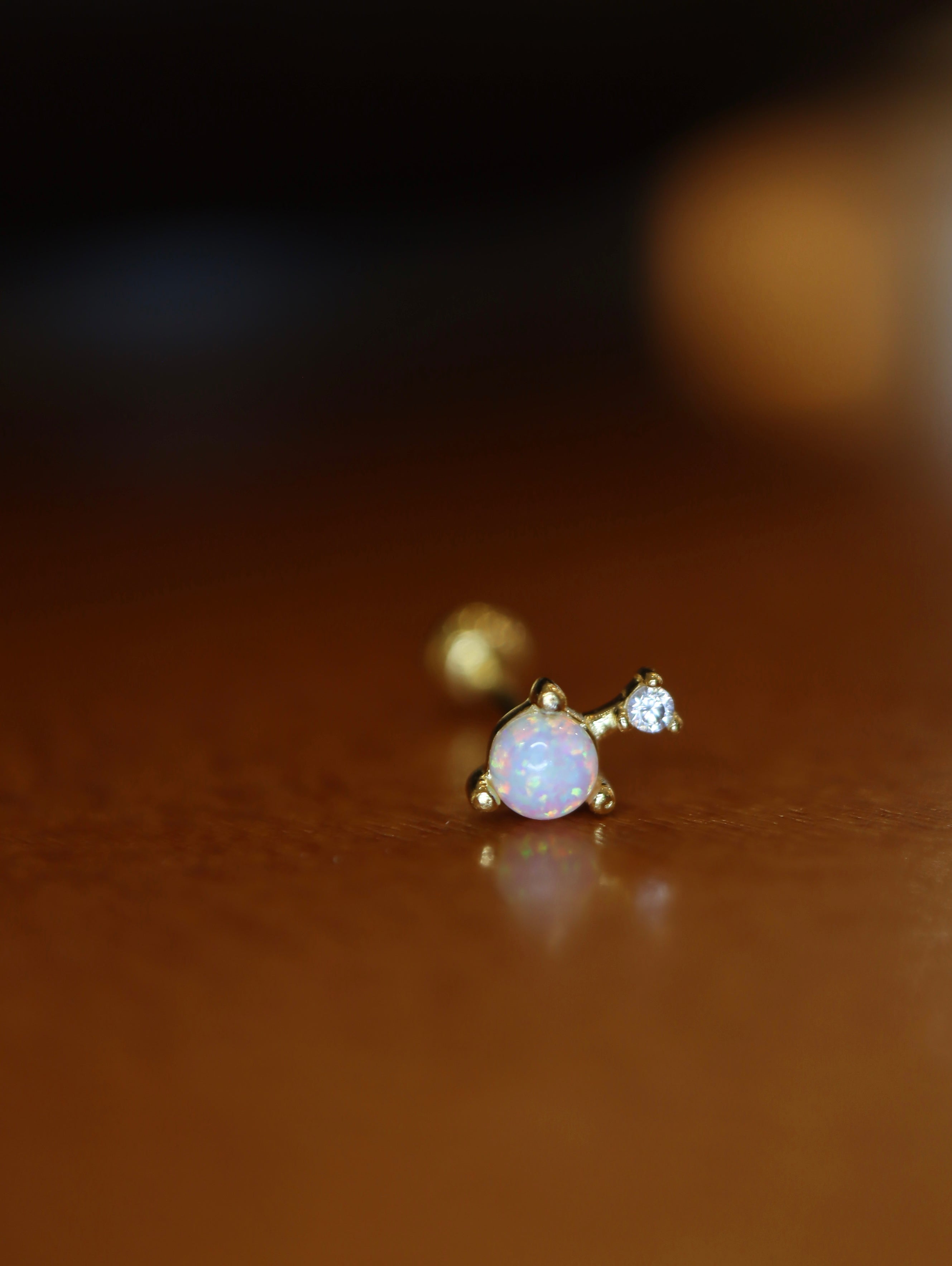 Aura Trinity Stud Opal Earring 925 silver Piercing (1pc)