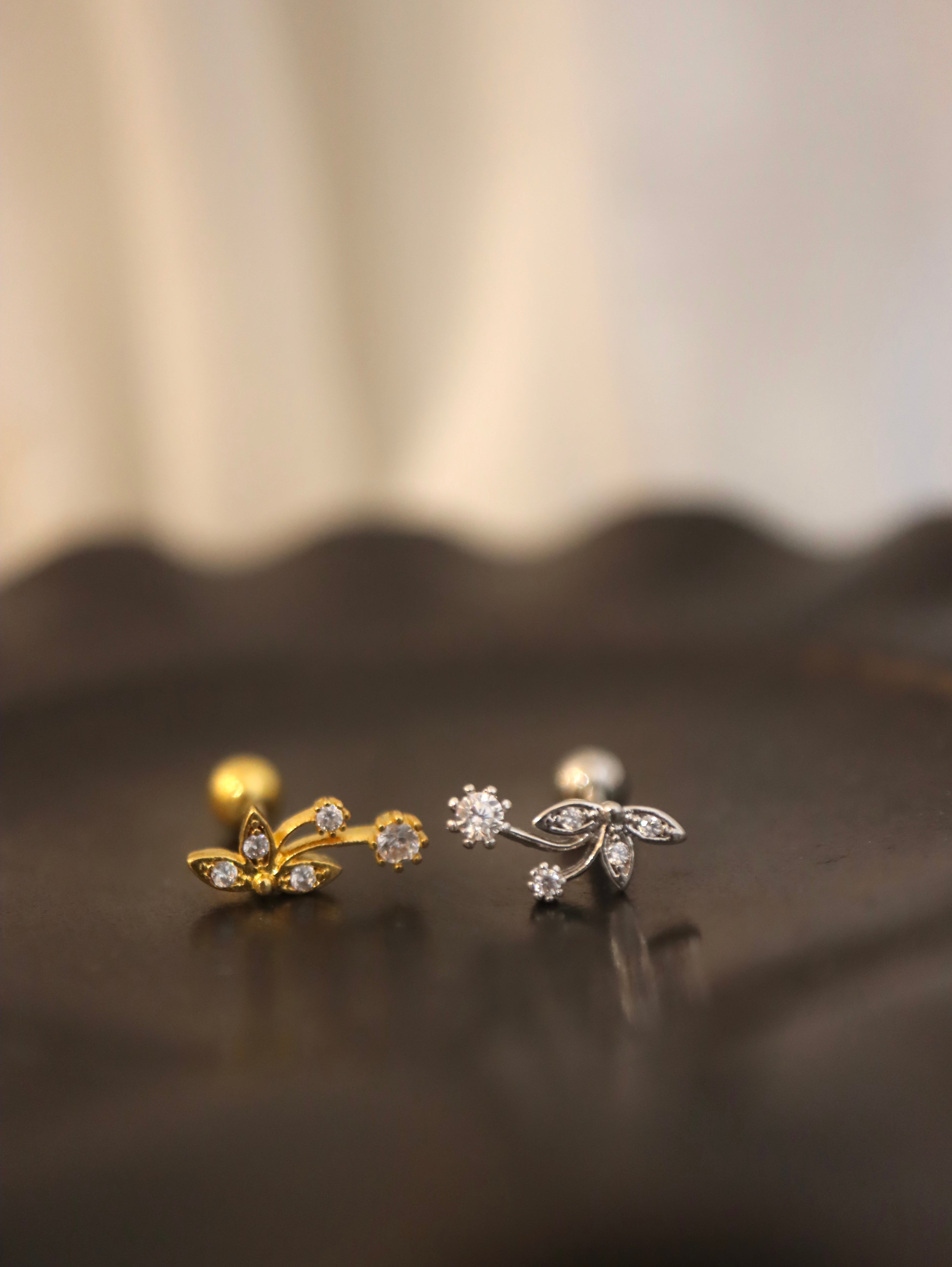 Climber Stud cz piercing earring (1pc)