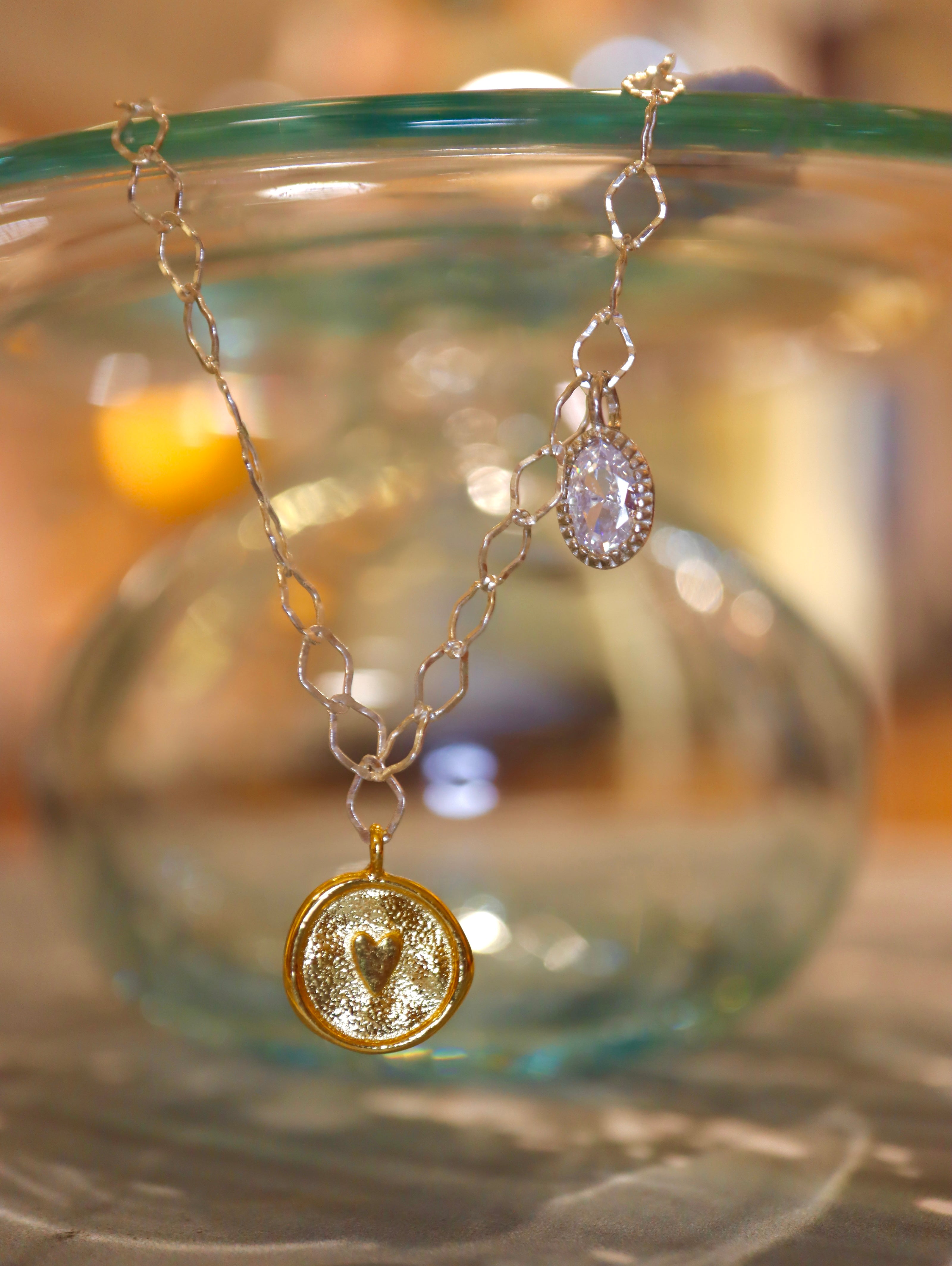 Amari Heart Coin Two Tone 925 Silver  Bracelet