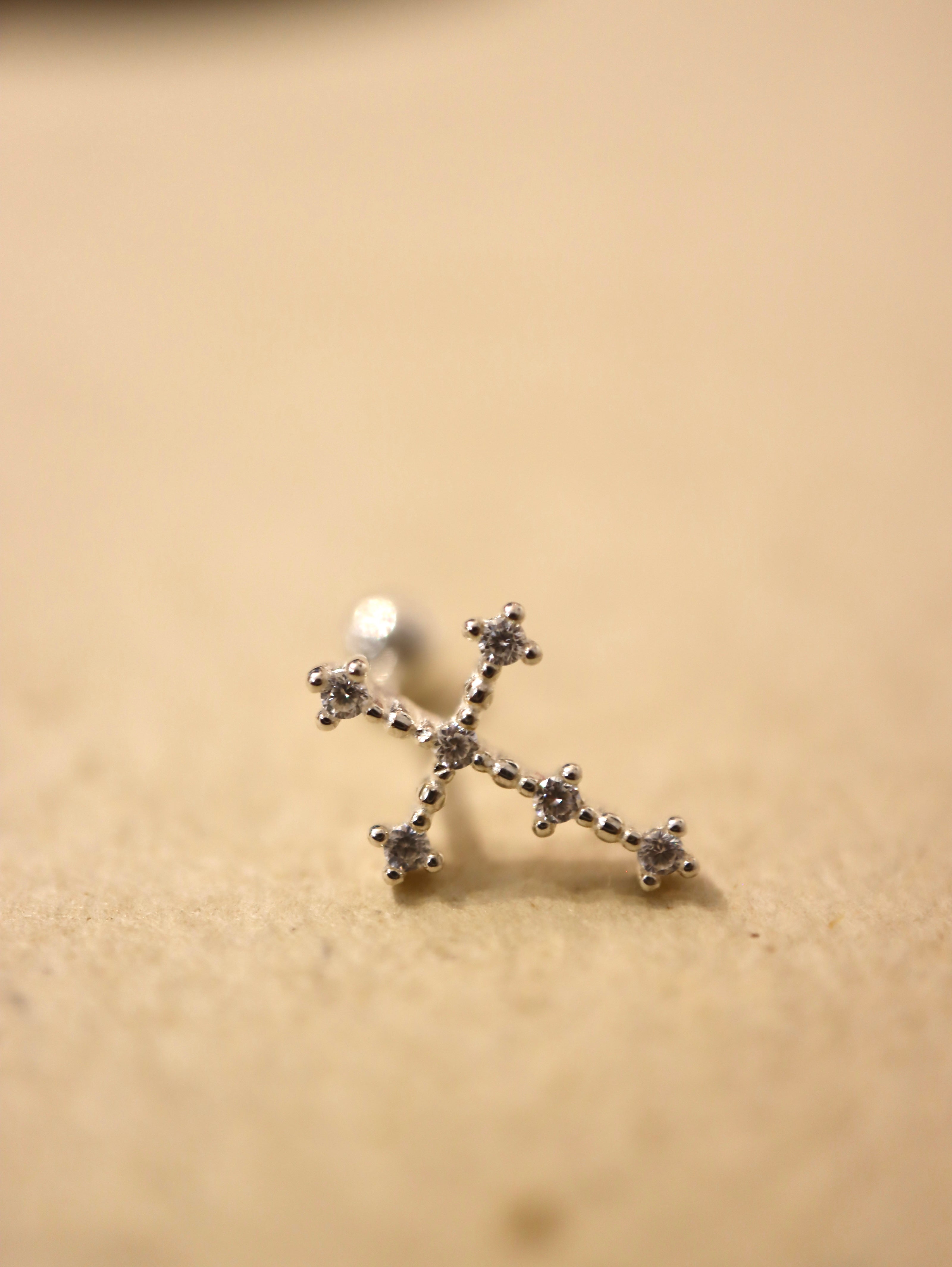 Cross 925 silver stud piercing earrings (1pc)
